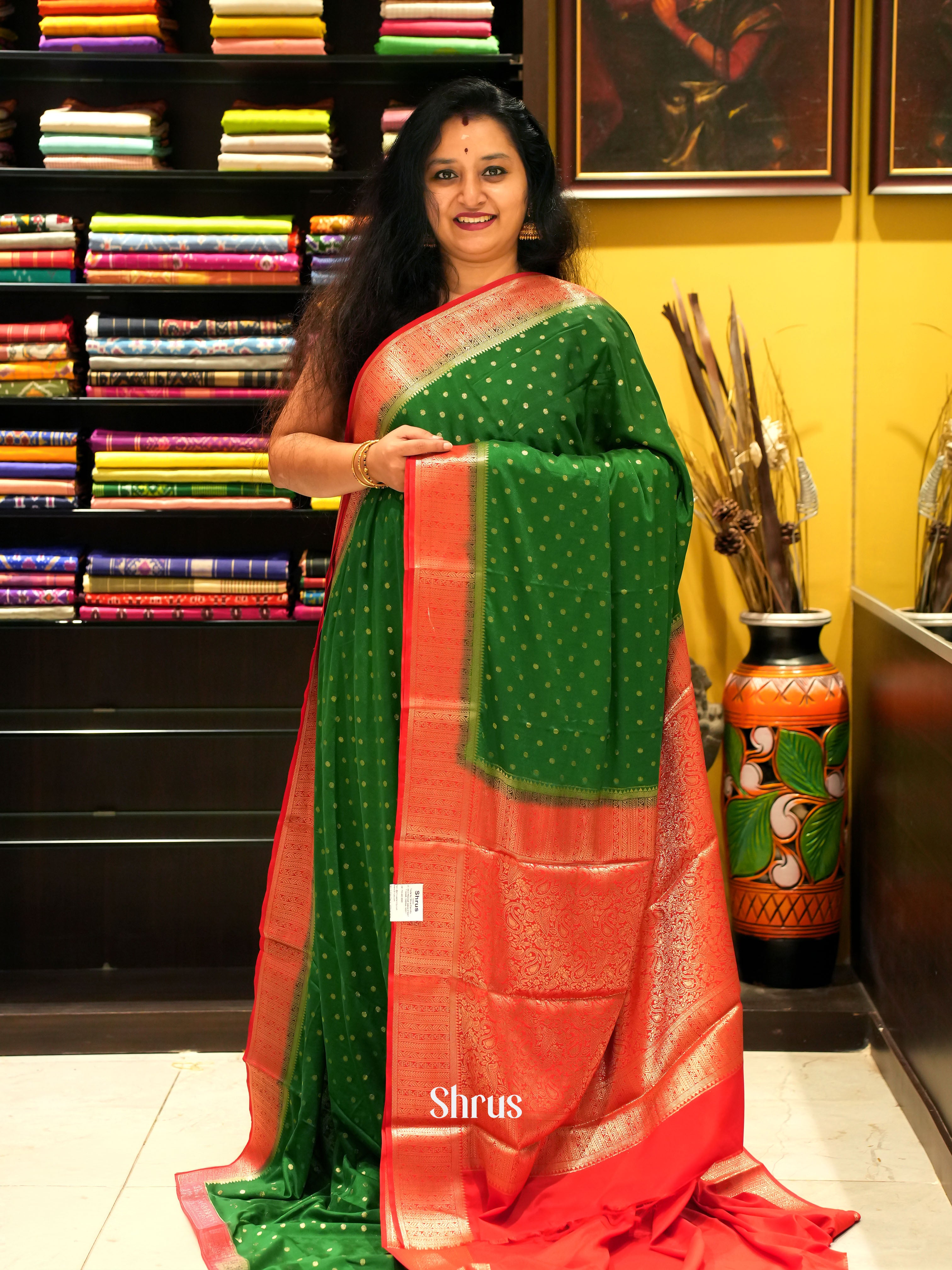 Green& Red - Mysoresilk-halfpure - Shop on Shrus.com