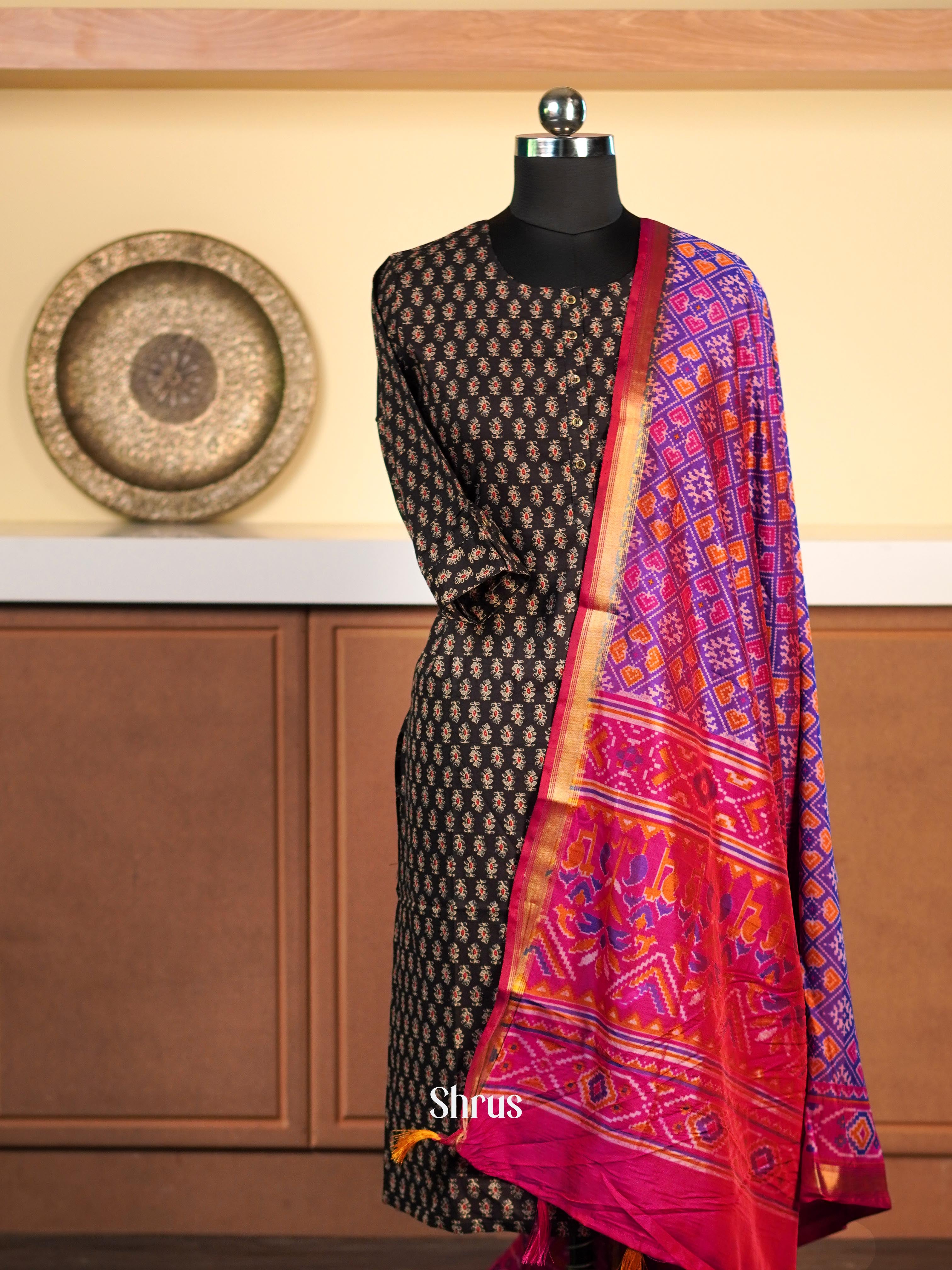 Purple & Pink - Semi Patola Dupatta - Shop on Shrus.com