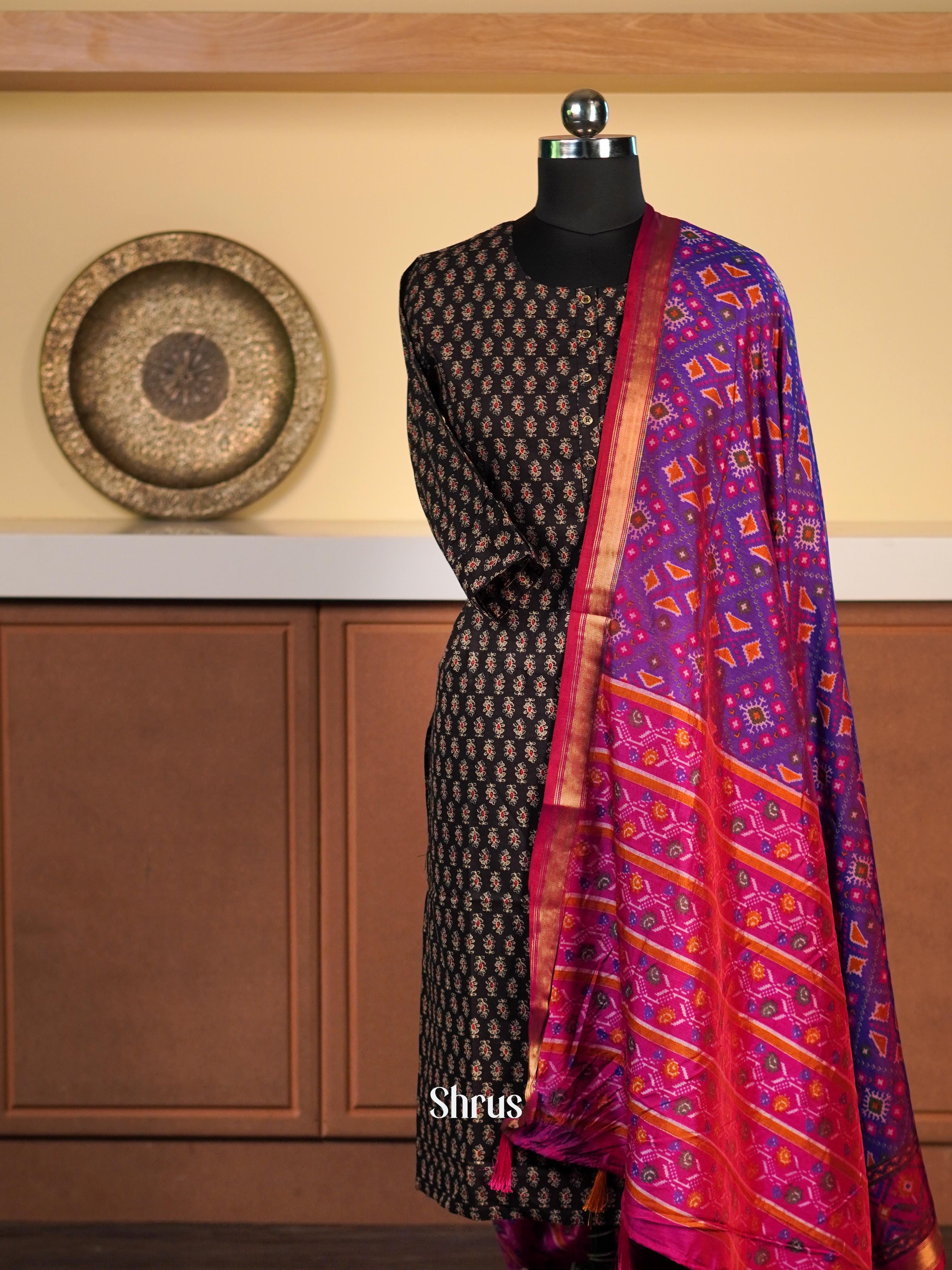 Purple & Pink - Semi Patola Dupatta - Shop on Shrus.com