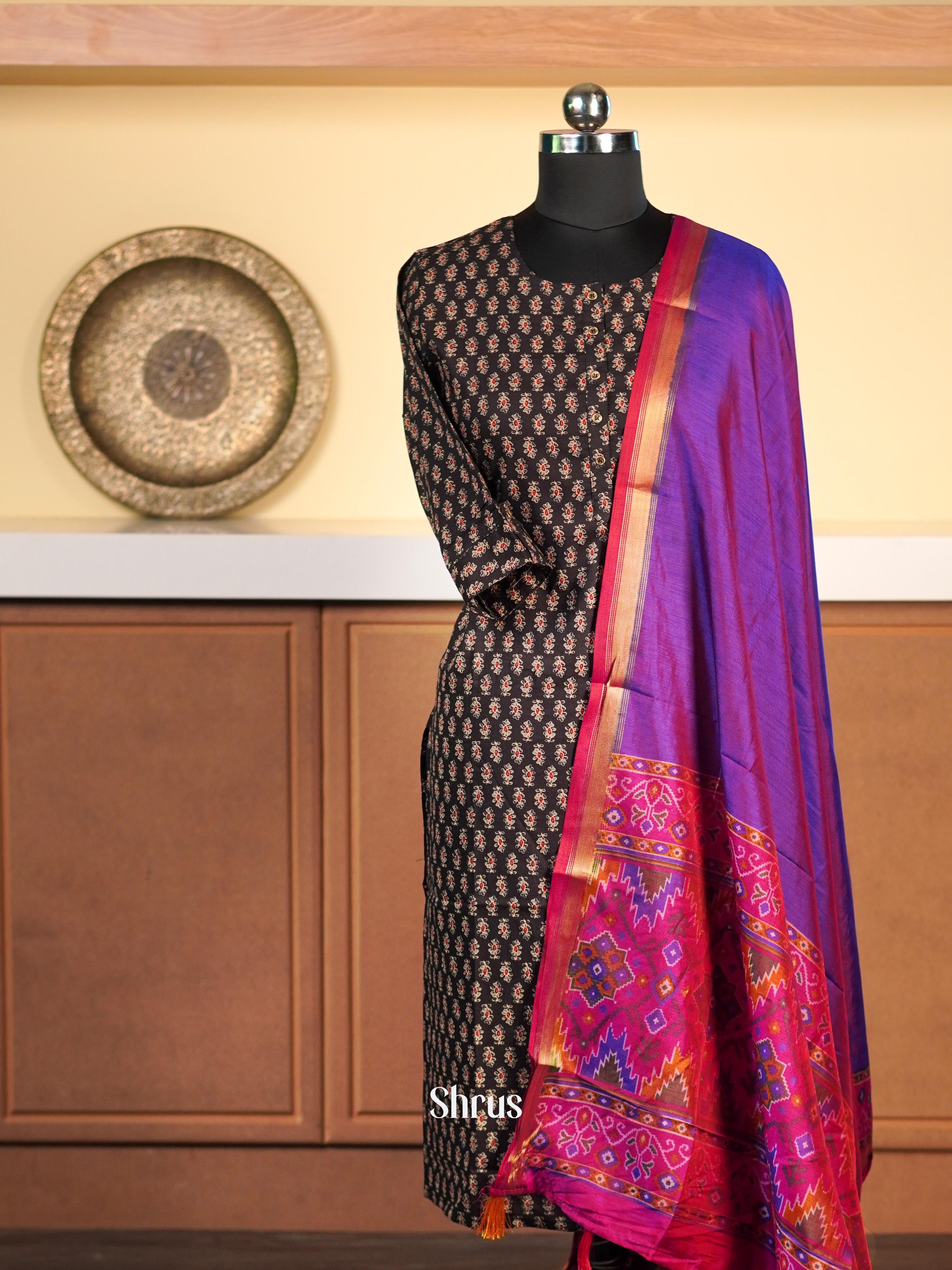 Purple & Pink - Semi Patola Dupatta - Shop on Shrus.com
