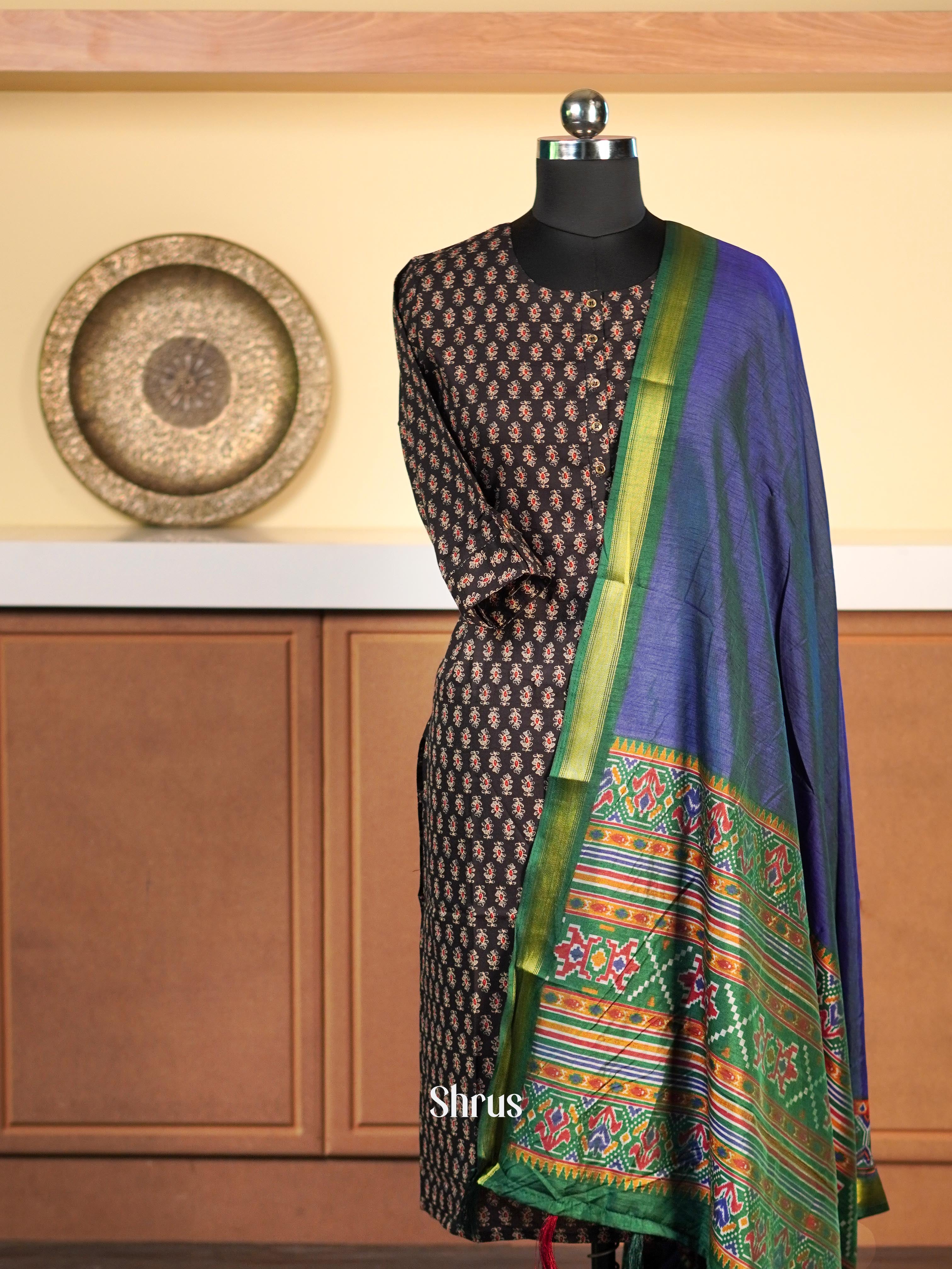 Purple & Green - Semi Patola Dupatta - Shop on Shrus.com