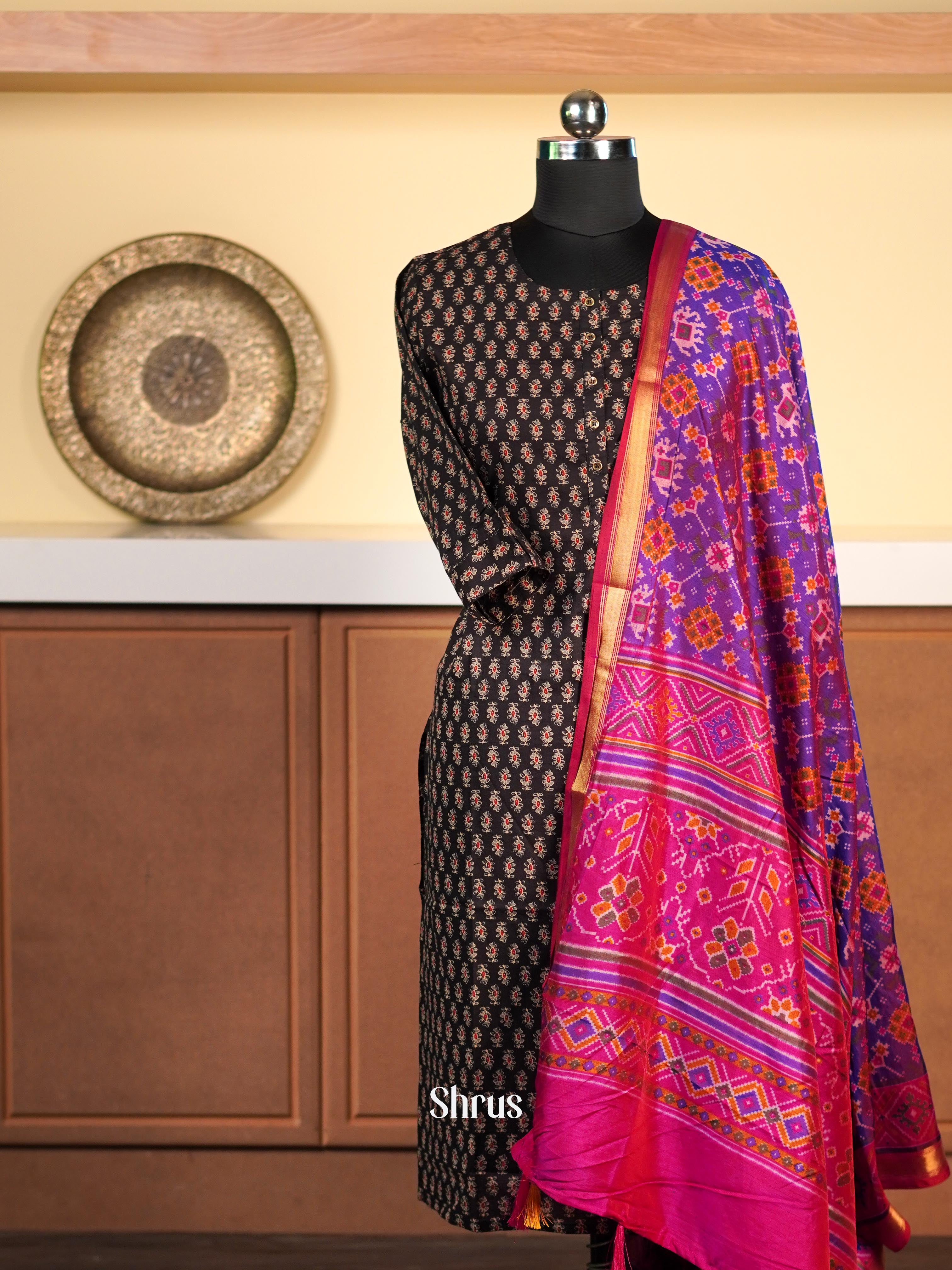 Purple & Pink - Semi Patola Dupatta - Shop on Shrus.com