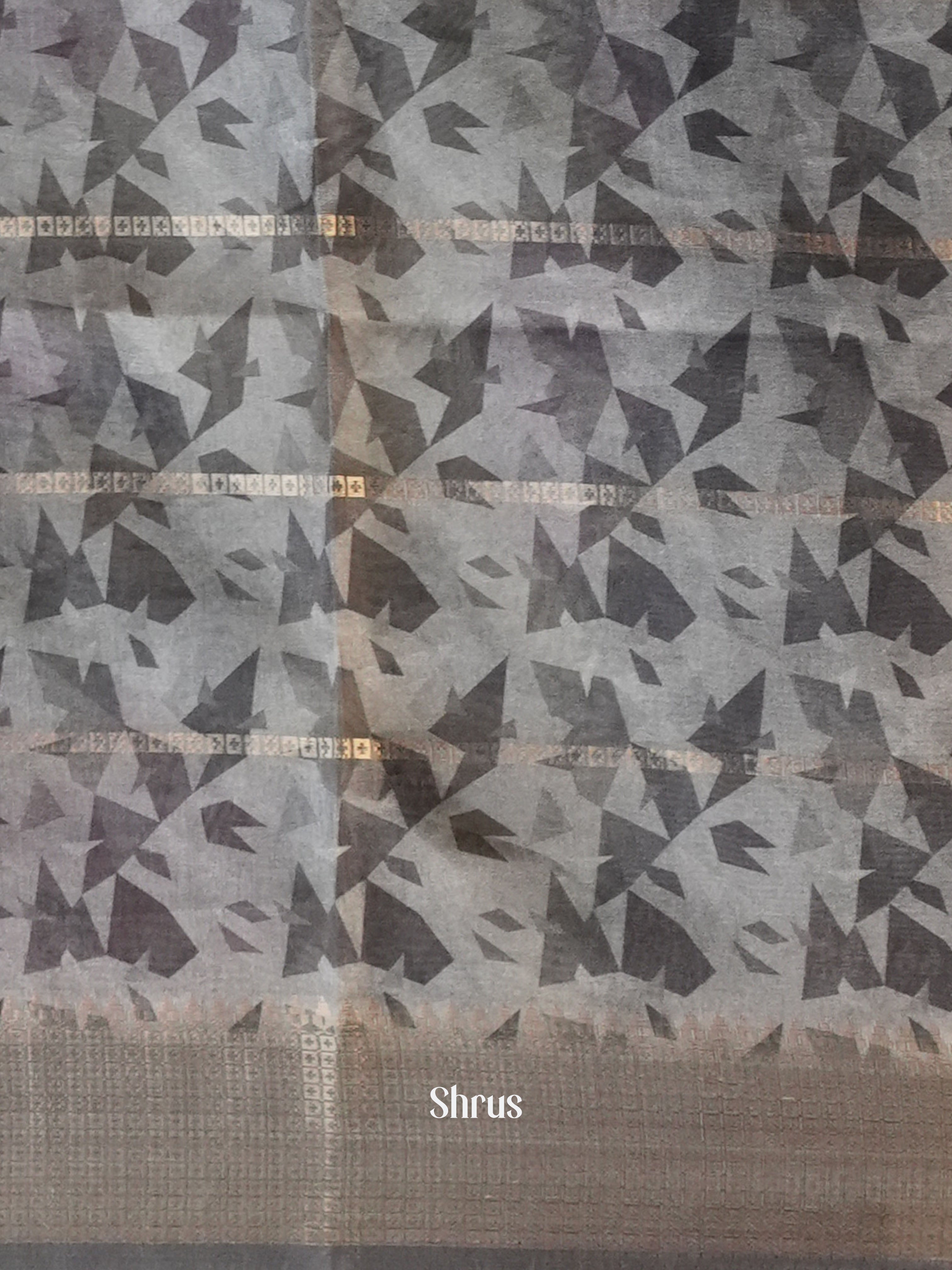Yellow & Grey - Semi Crepe Saree - Shop on Shrus.com