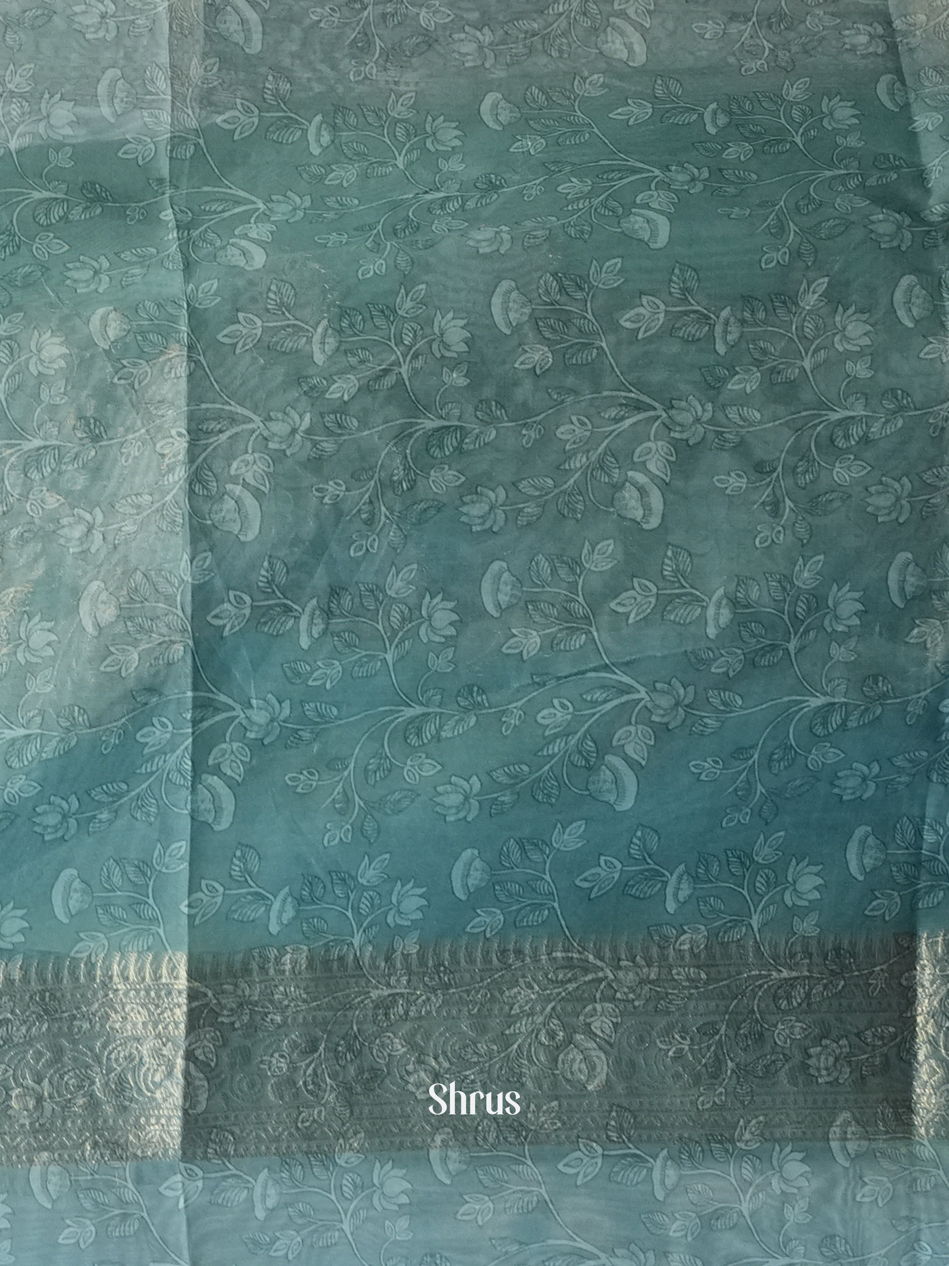 Onion Pink & Blue- Semi Jute Saree - Shop on Shrus.com