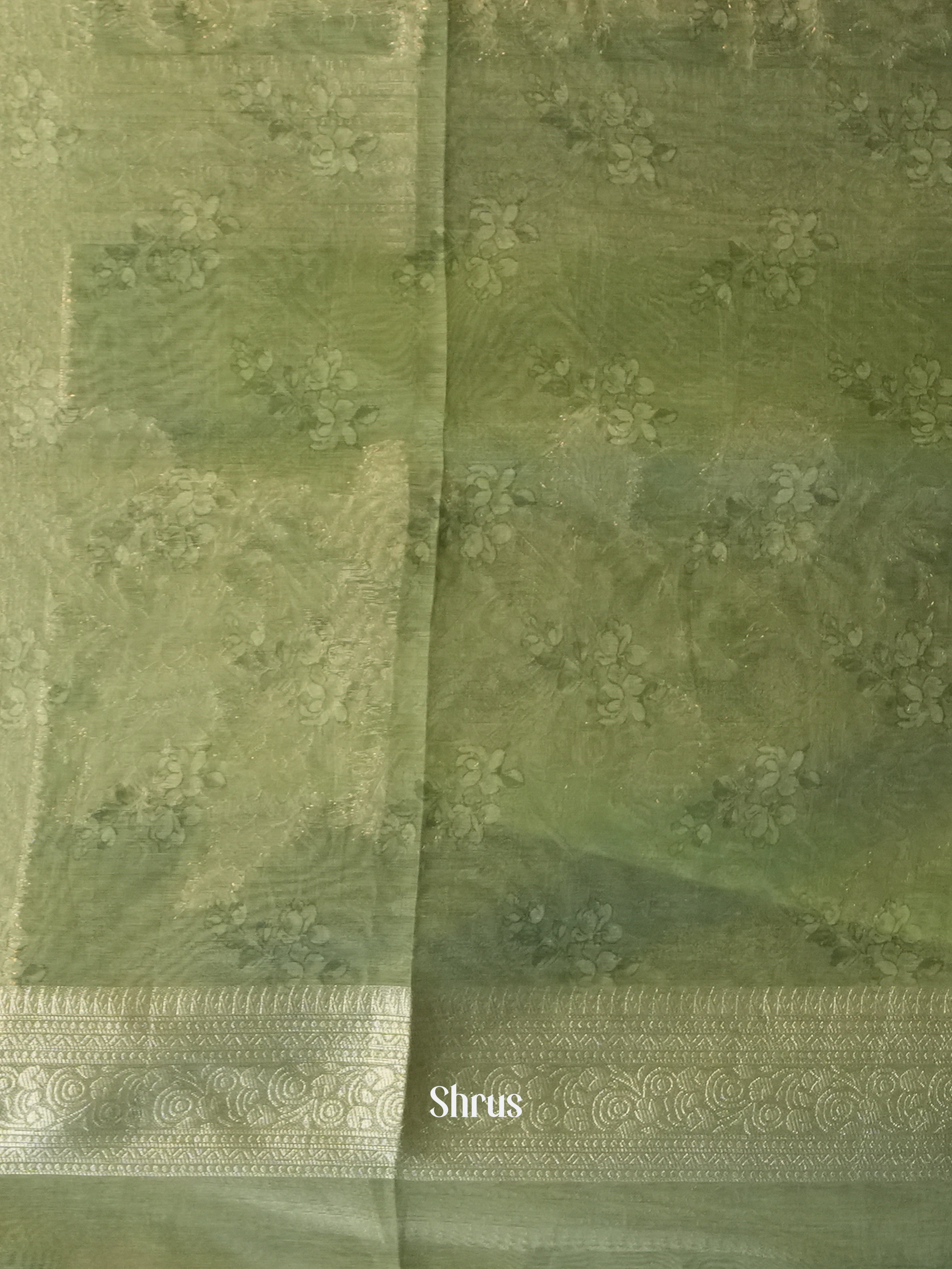 Peach & Green - Semi Jute Saree - Shop on Shrus.com