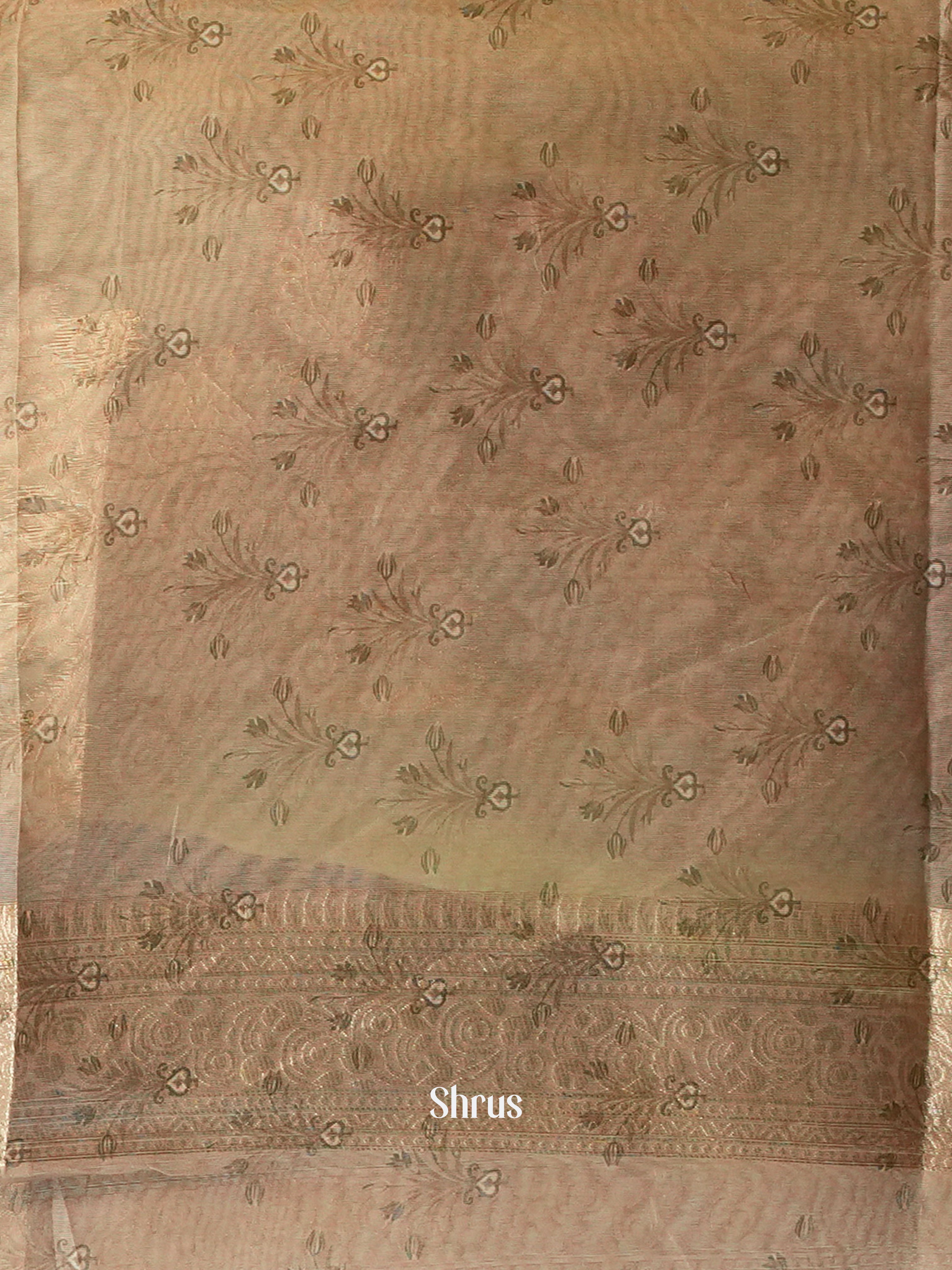Grey & Brown - Semi Jute Saree - Shop on Shrus.com
