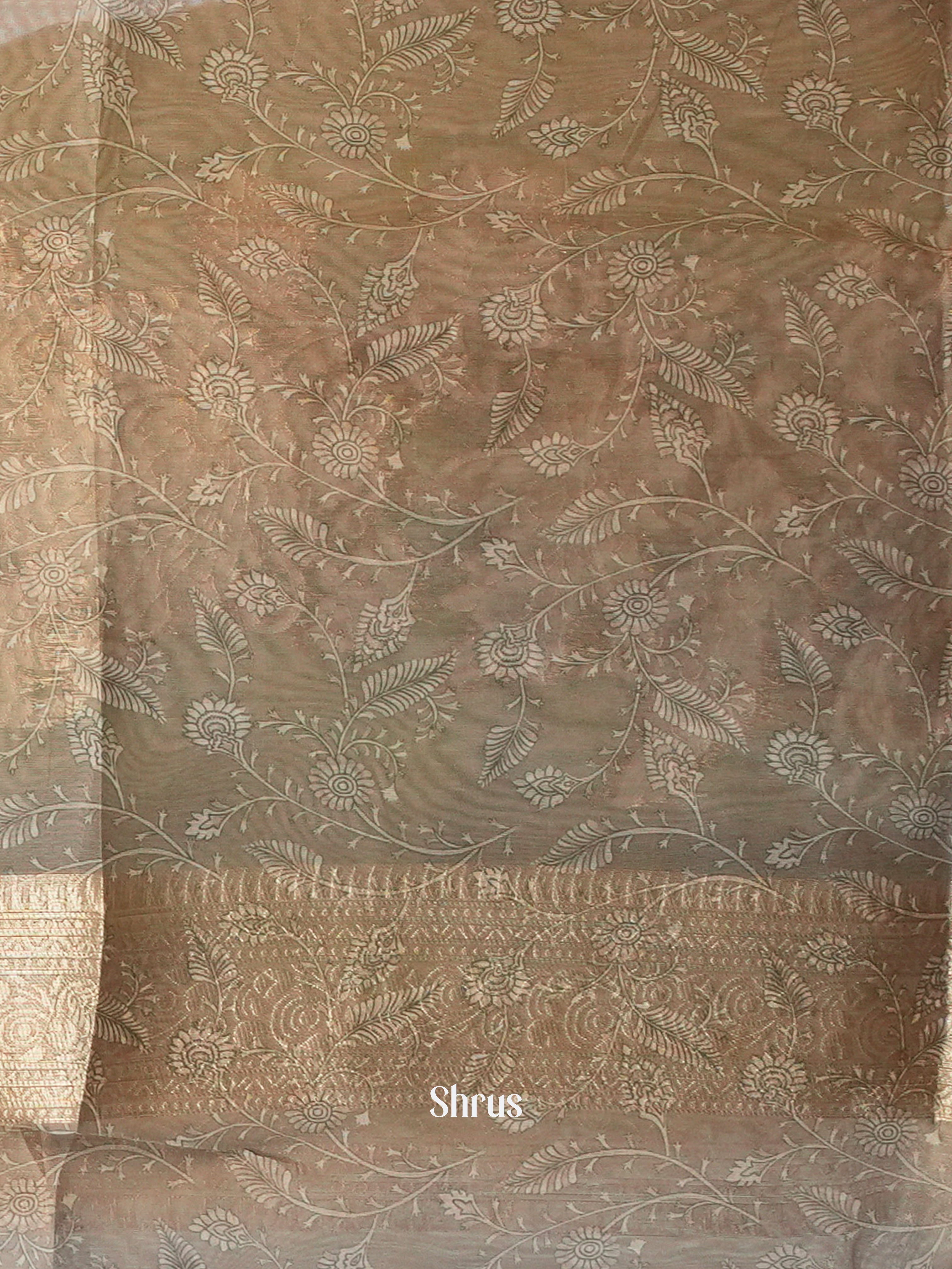 Purple & Grey- Semi Jute Saree - Shop on Shrus.com