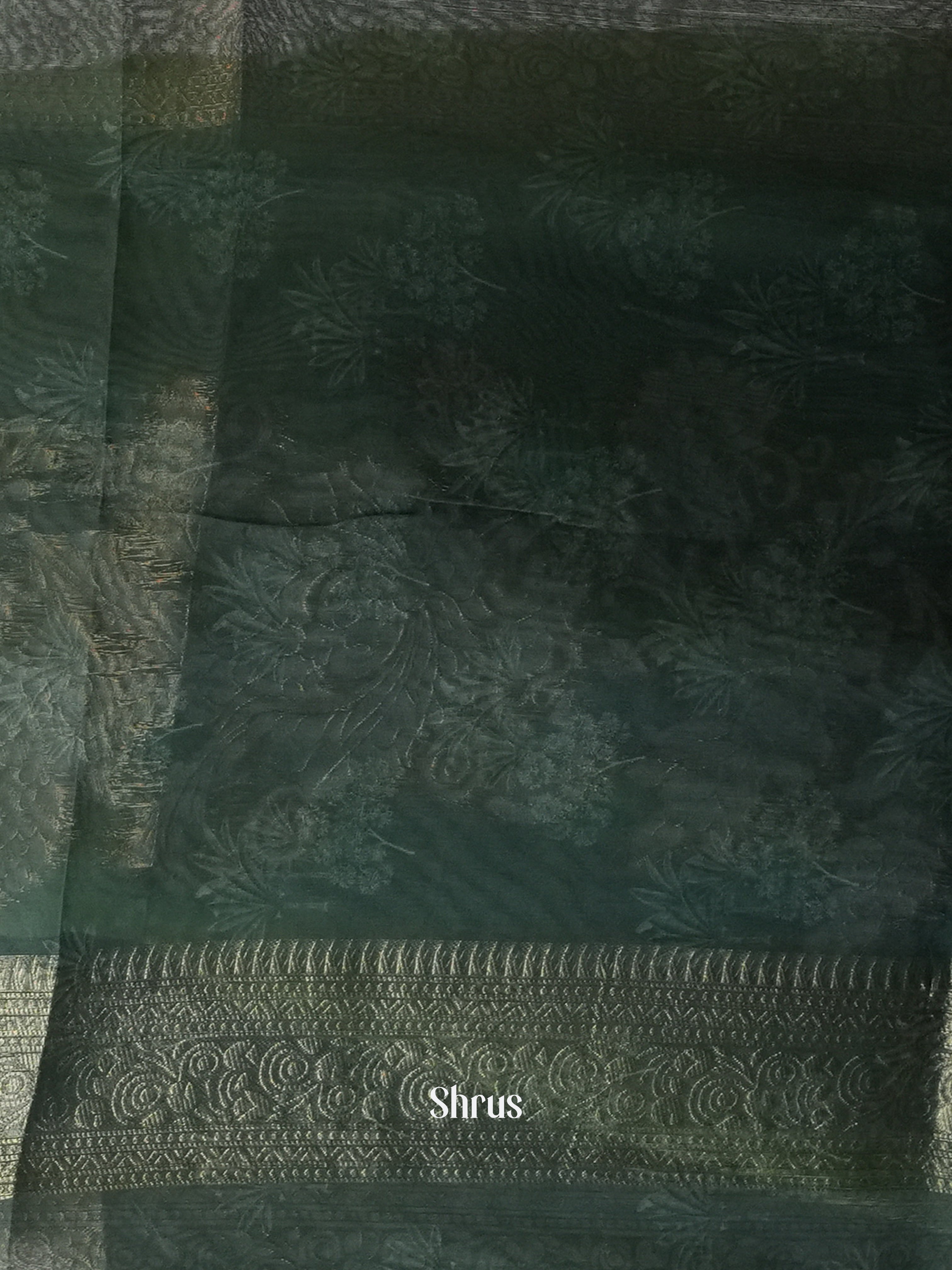 Cream & Green - Semi Jute Saree - Shop on Shrus.com