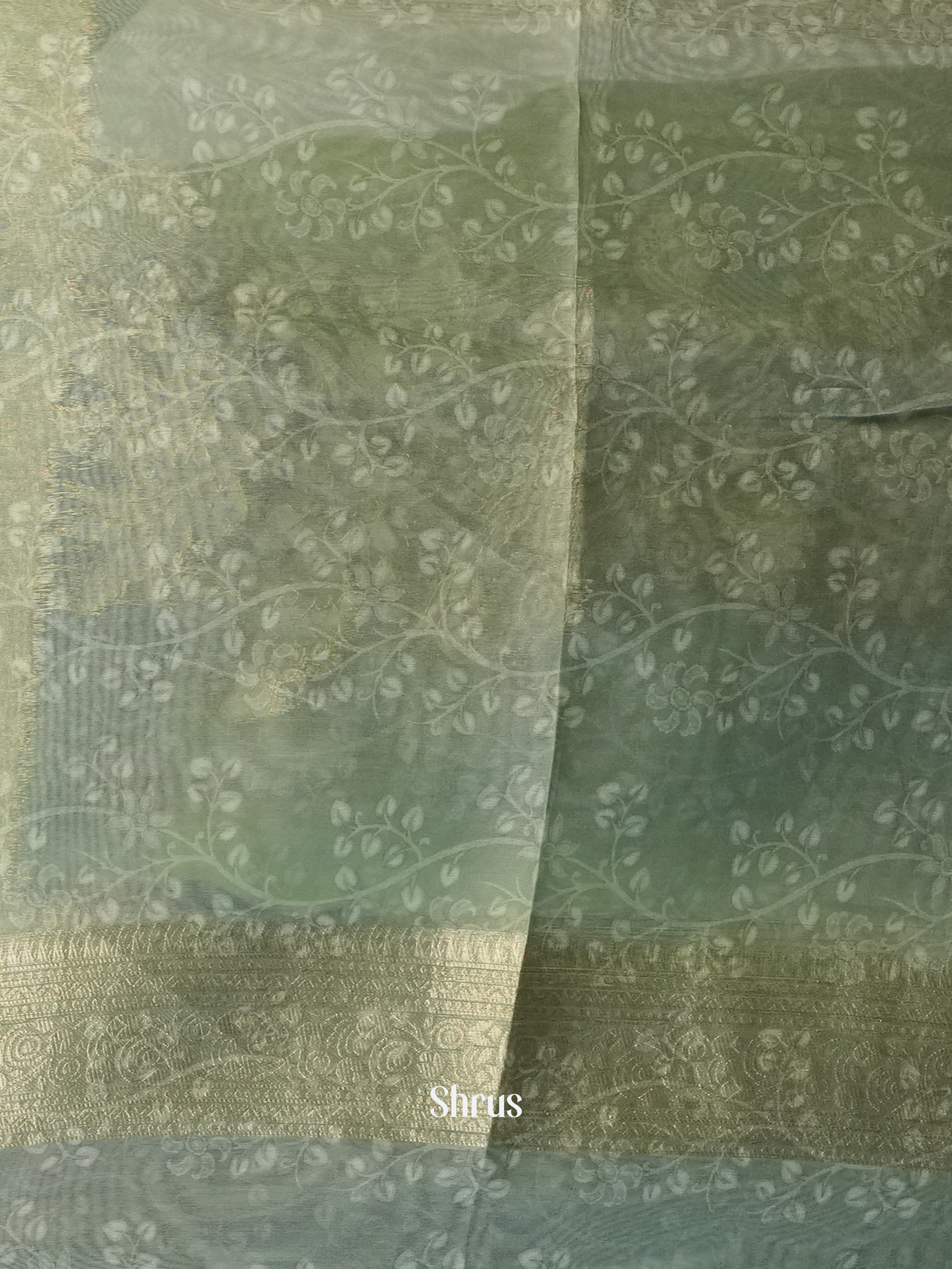 Pink & Green - Semi Jute Saree - Shop on Shrus.com