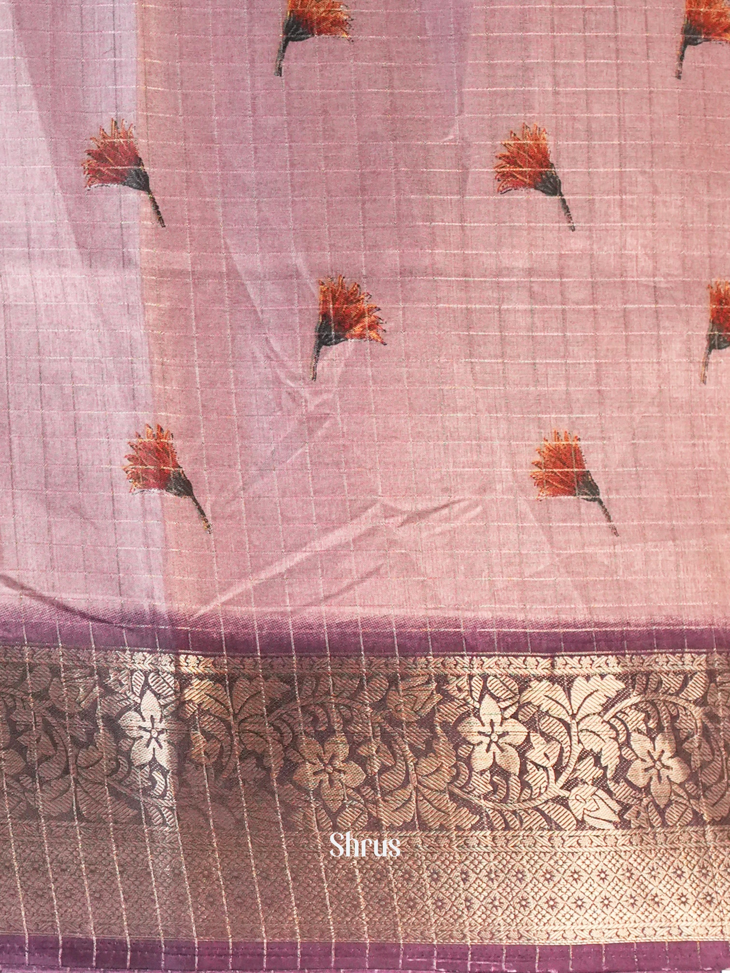 Purple - Semi Jute Saree - Shop on Shrus.com
