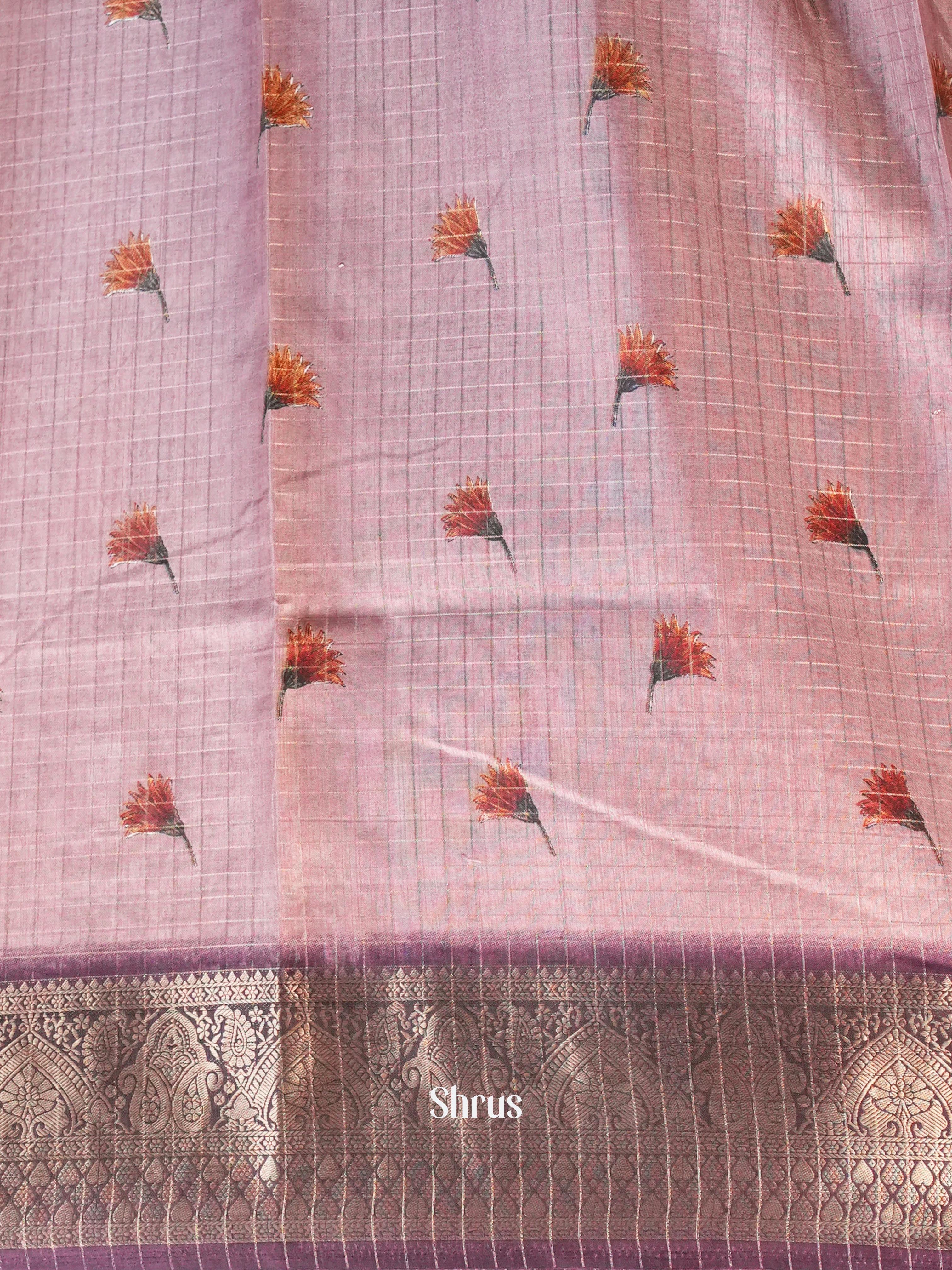 Purple - Semi Jute Saree - Shop on Shrus.com