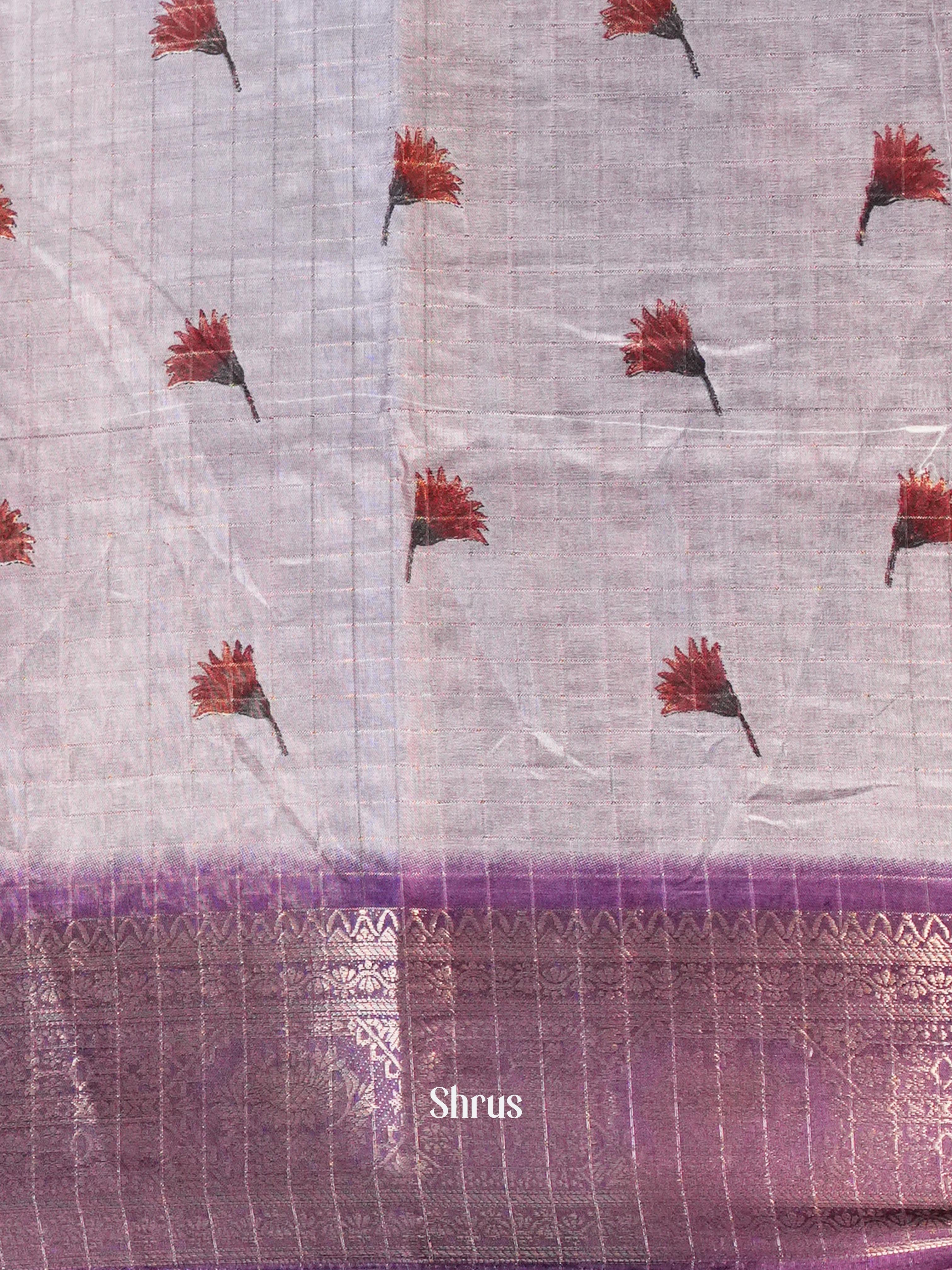 Purple - Semi Jute Saree - Shop on Shrus.com