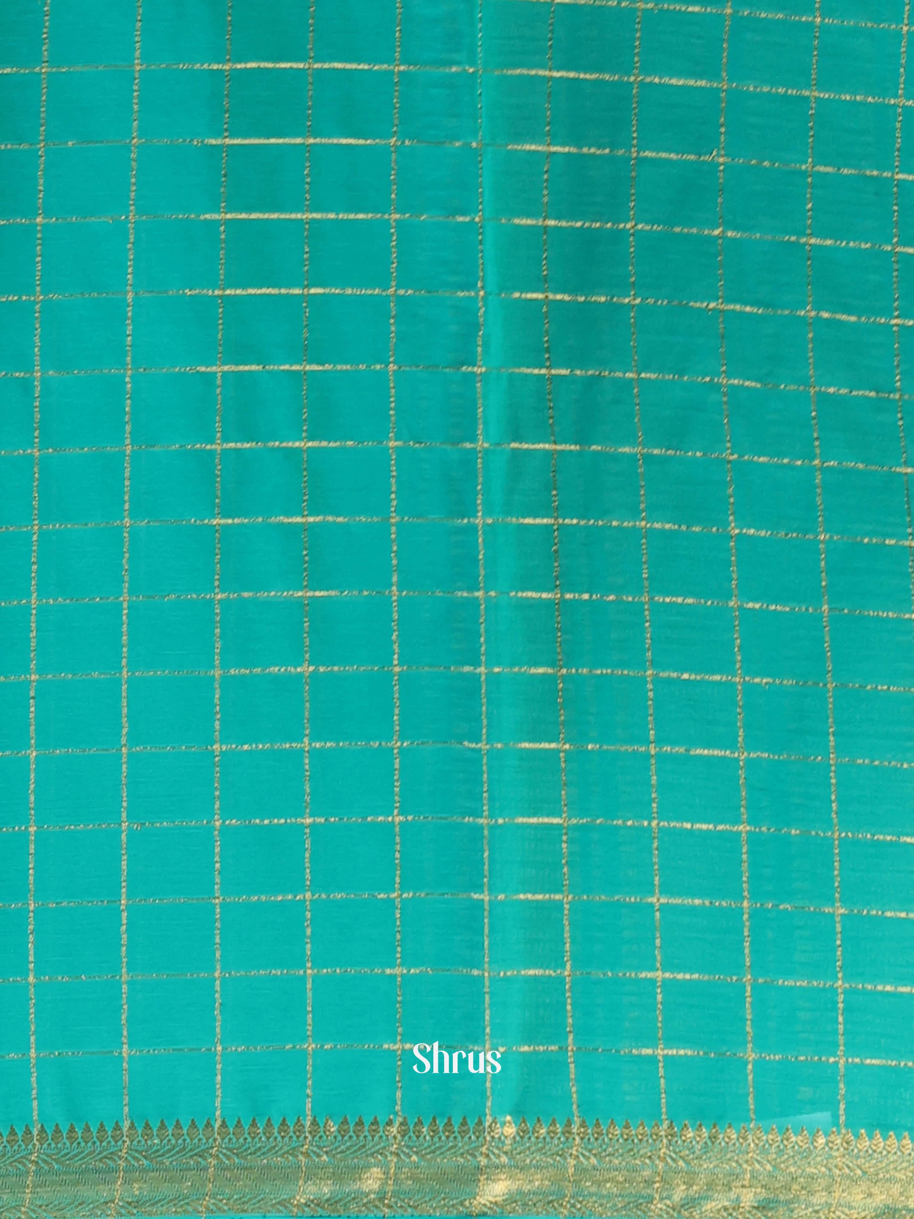 Teal - Semi Mysoresilk Saree - Shop on Shrus.com