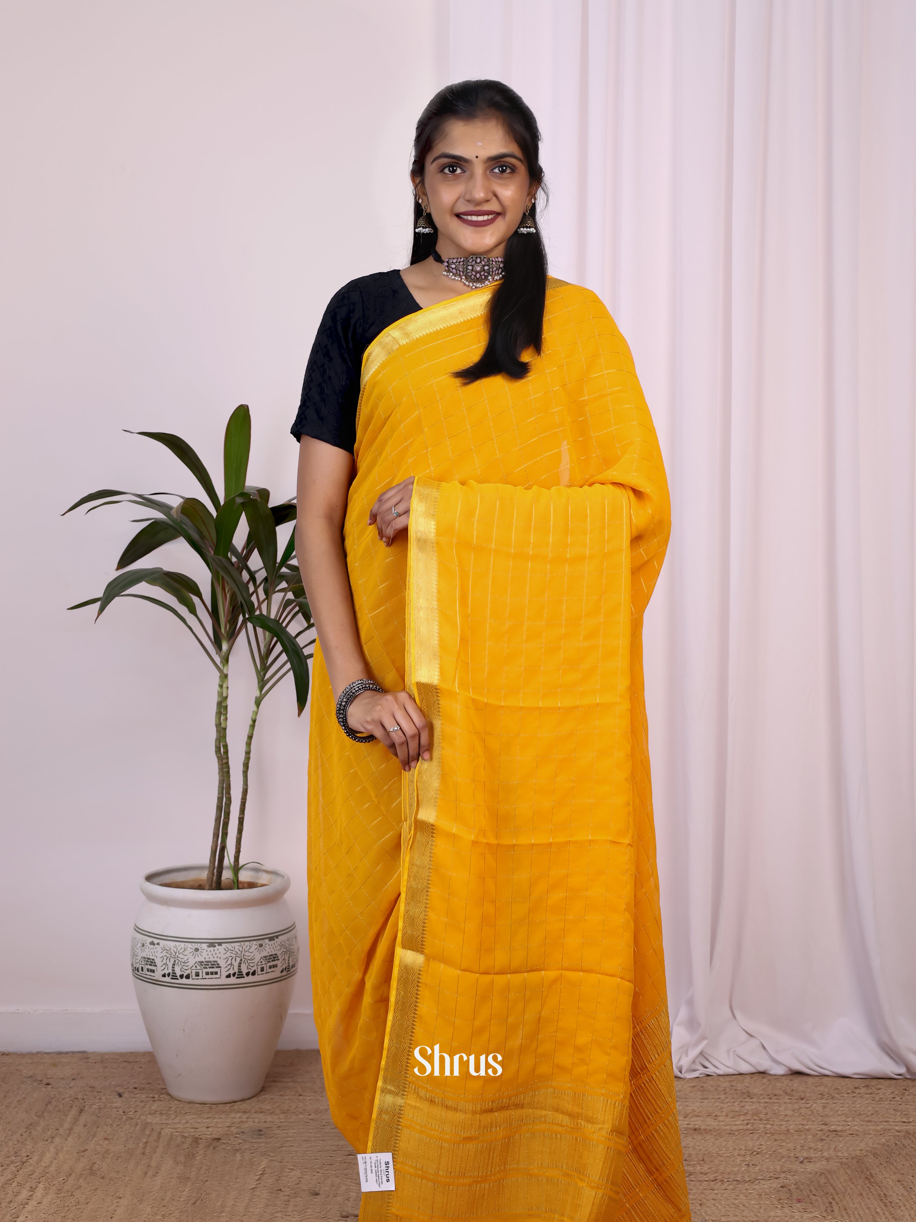 Mambazha Yellow - Semi Mysoresilk Saree - Shop on Shrus.com