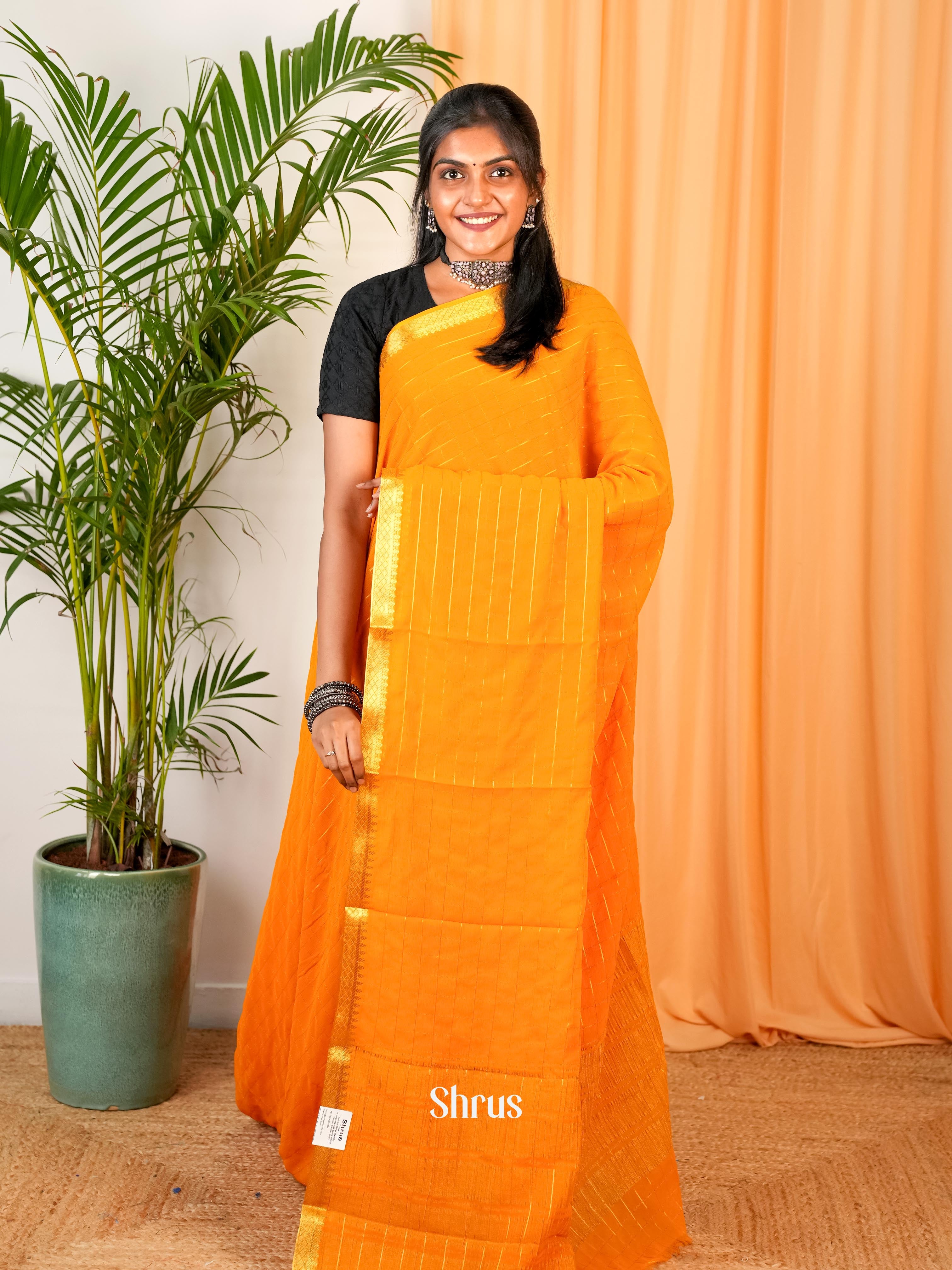 Mambazha Yellow- Semi Mysoresilk Saree - Shop on Shrus.com