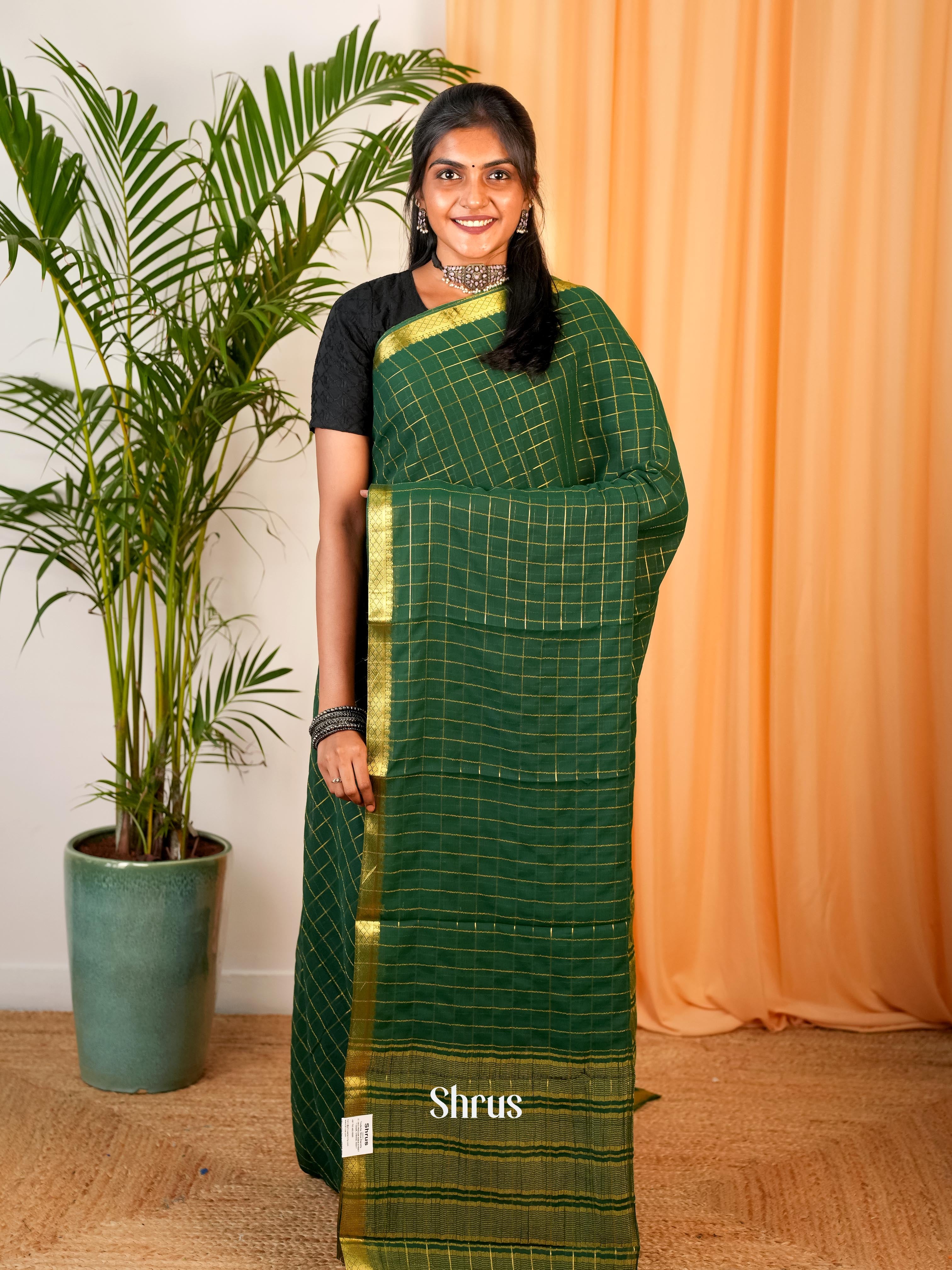 Green - Semi Mysoresilk Saree - Shop on Shrus.com