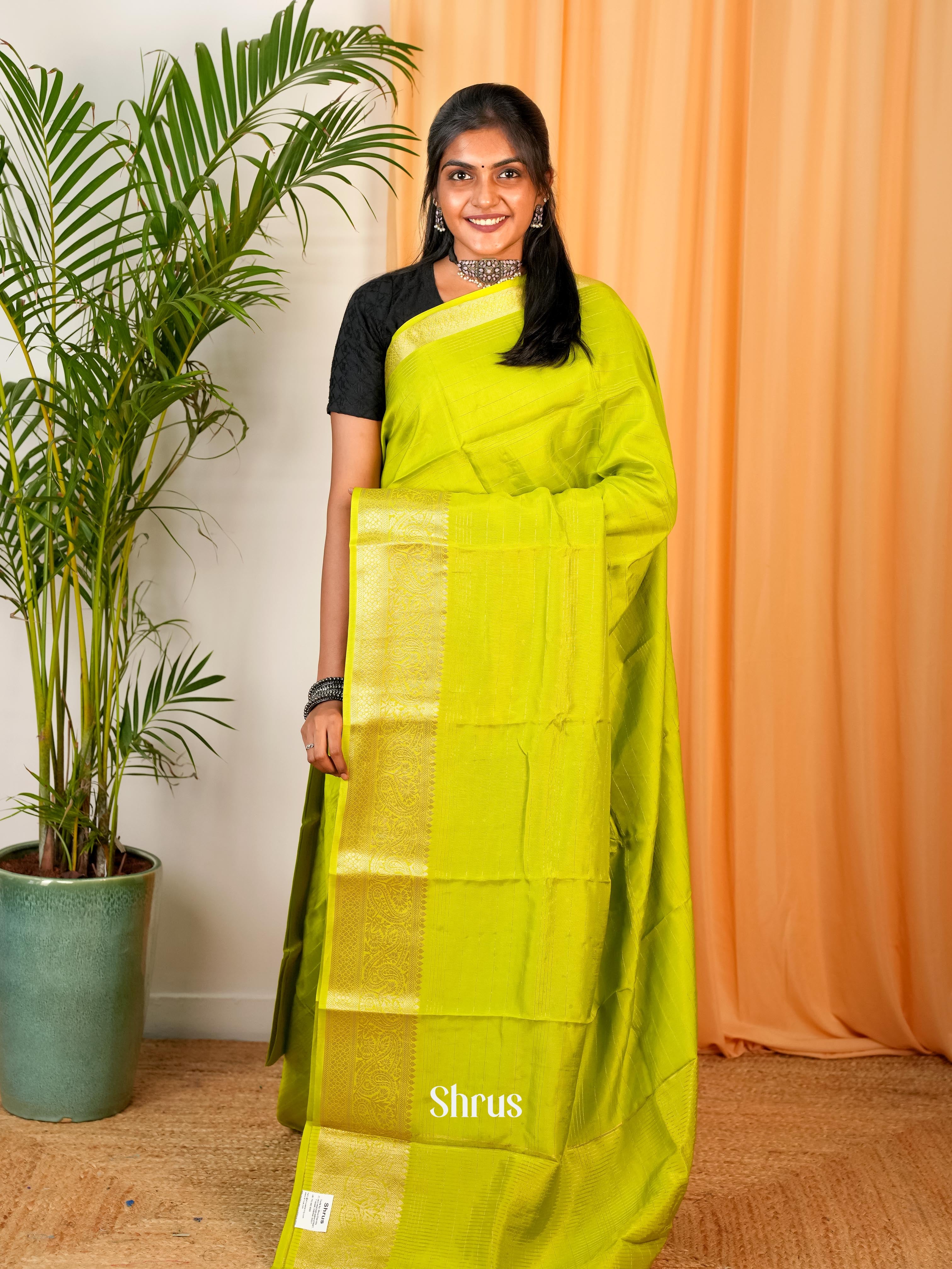 Lite Green- Semi Mysoresilk Saree - Shop on Shrus.com