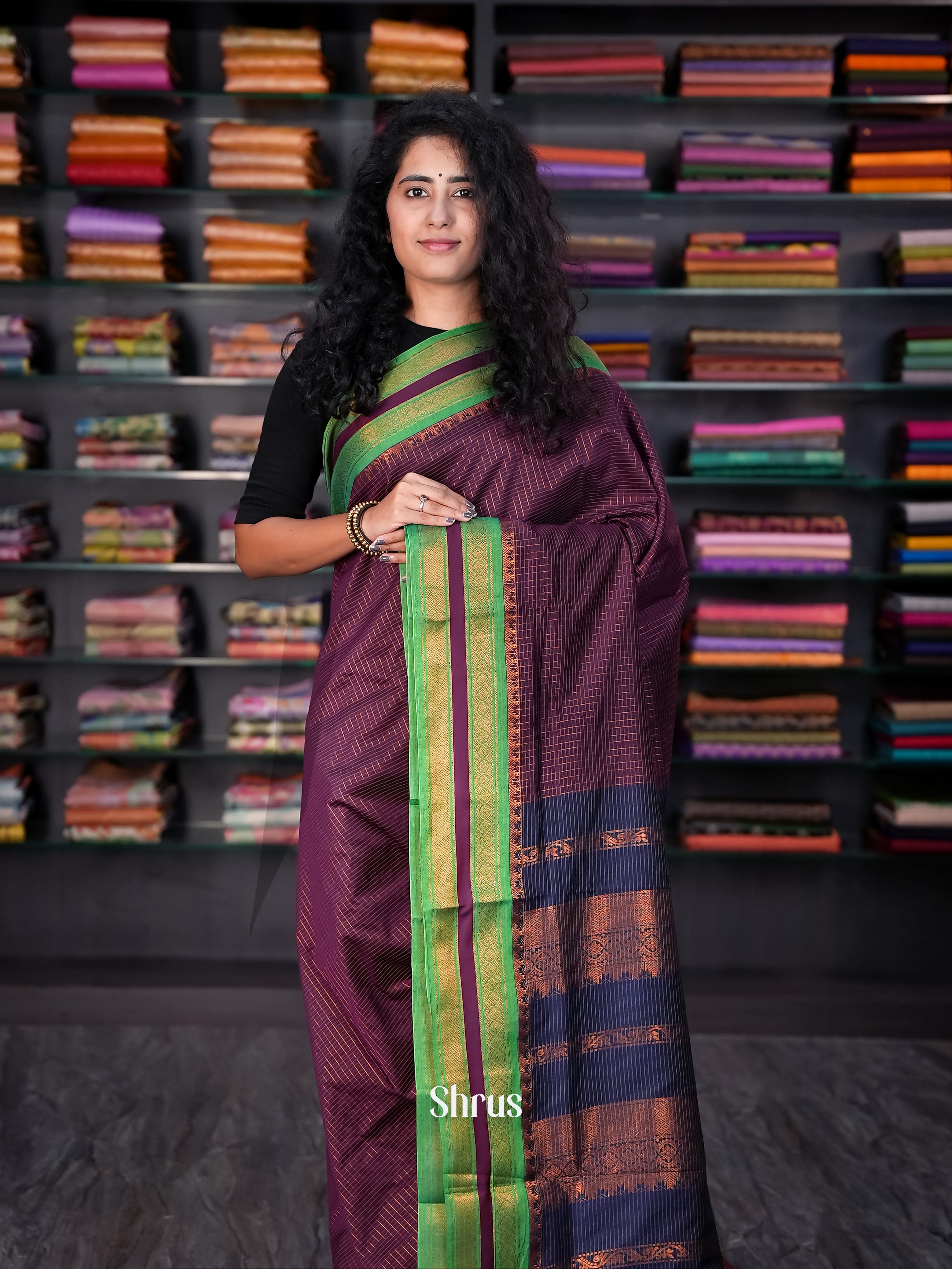 Purple & Blue - Kalyani Cotton - Shop on Shrus.com