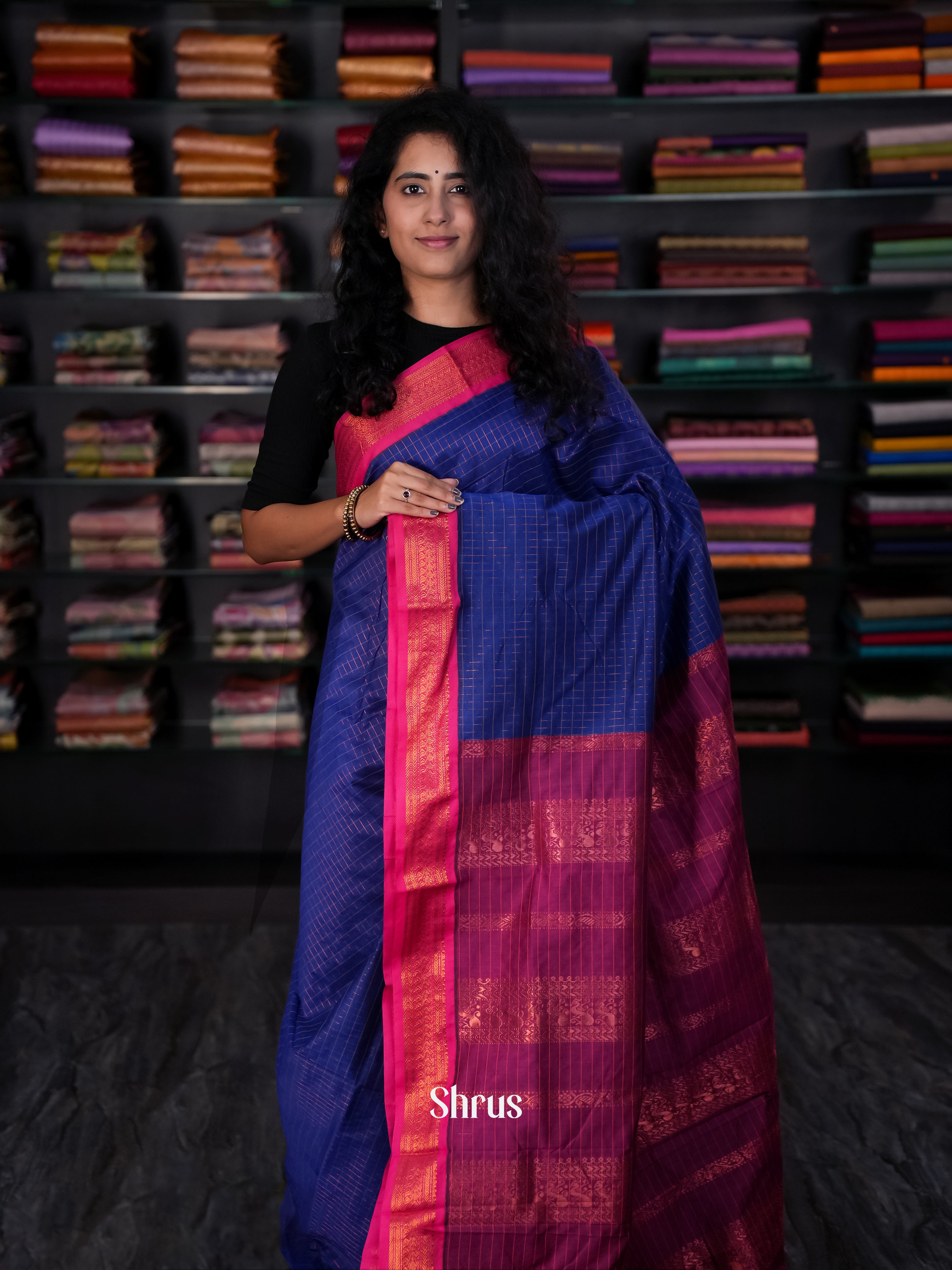 Blue & Pink - Kalyani Cotton - Shop on Shrus.com