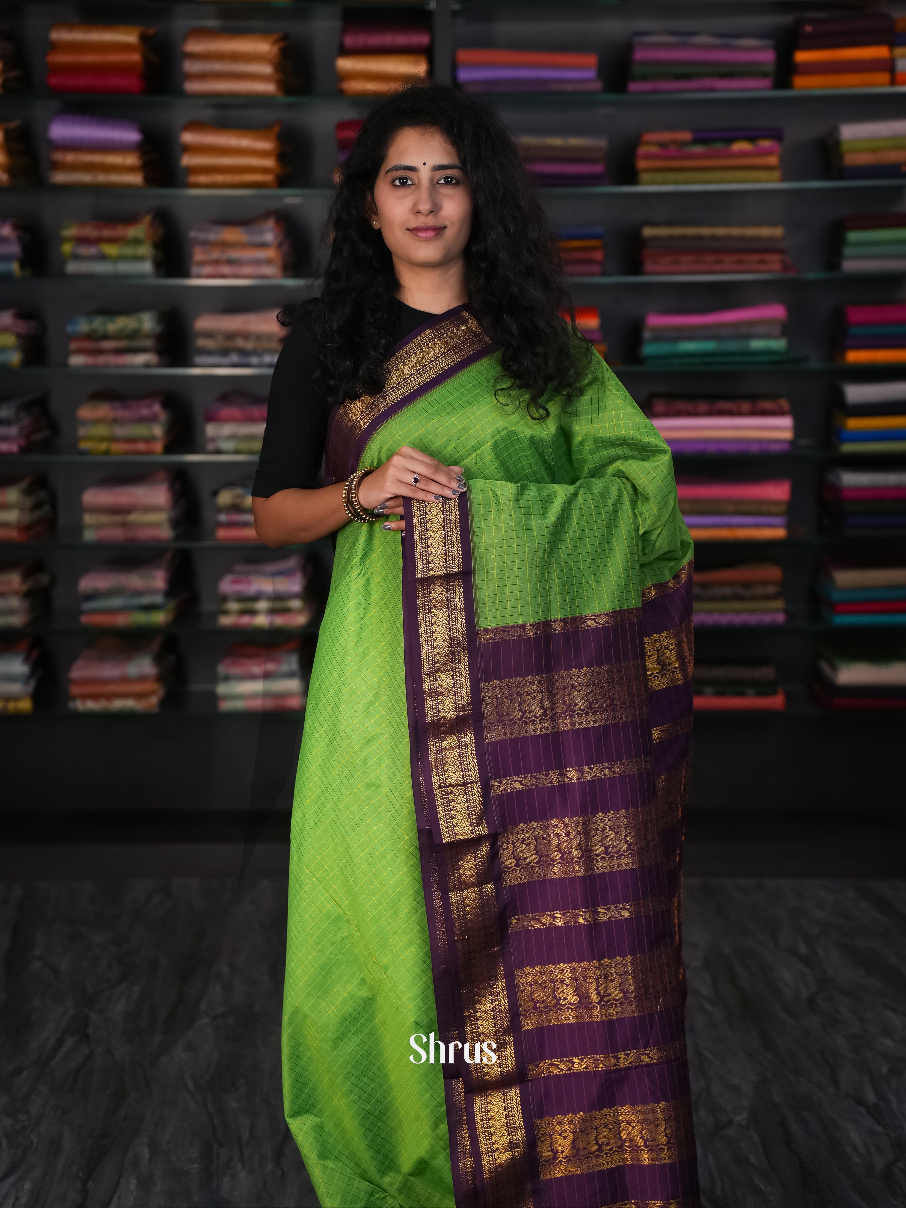 Green & Violet - Kalyani Cotton Saree - Shop on Shrus.com