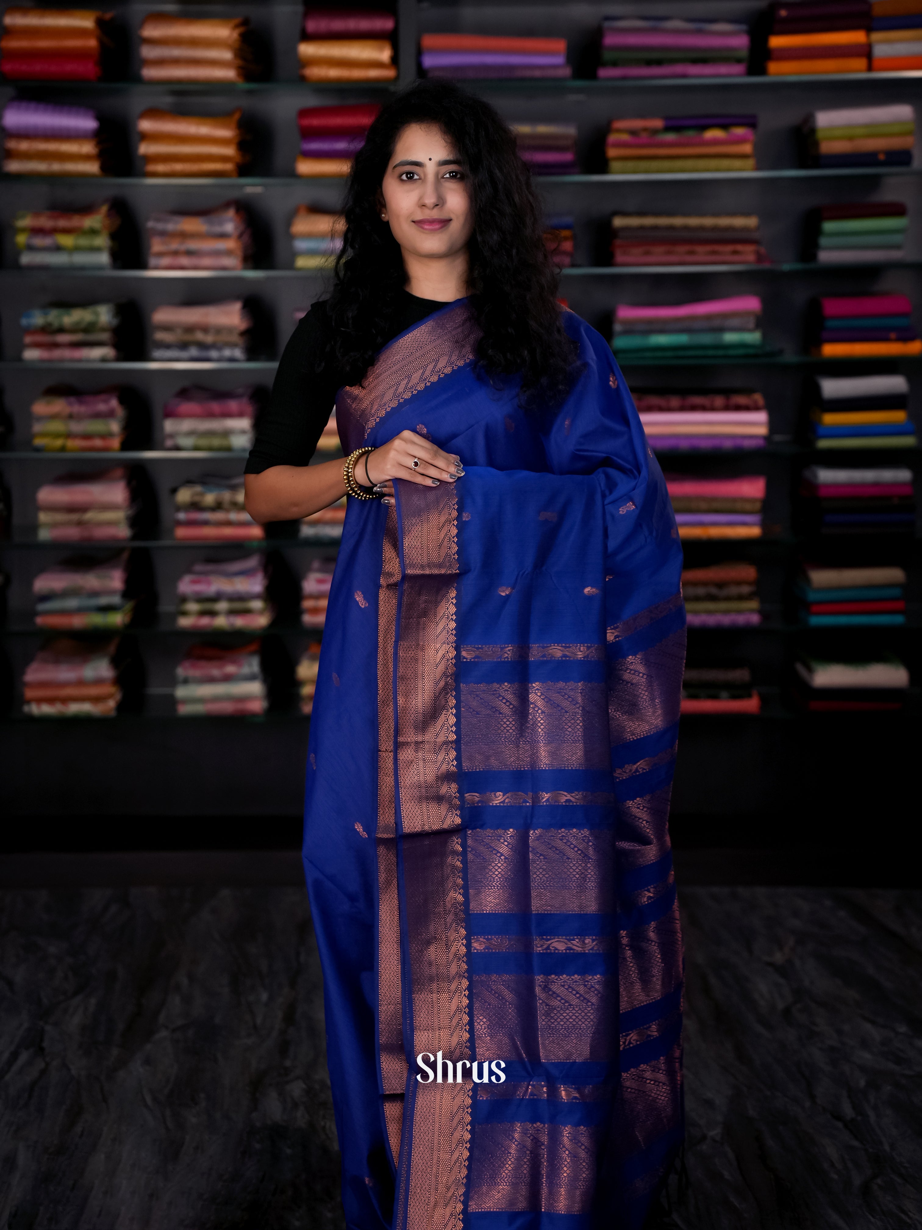 Royal Blue - Kalyani Cotton Saree - Shop on Shrus.com