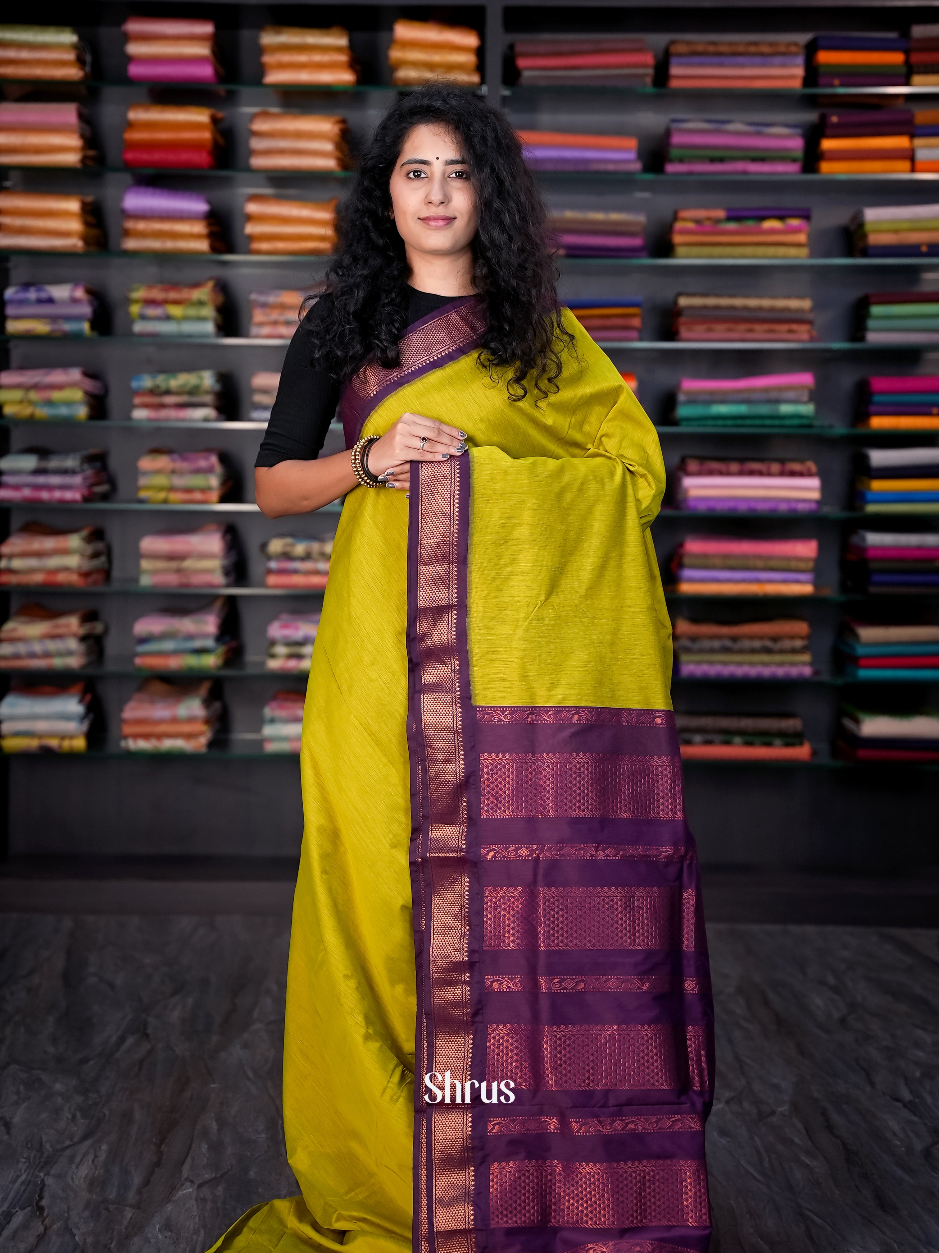 Green & Purple - Kalyani Cotton Saree - Shop on Shrus.com