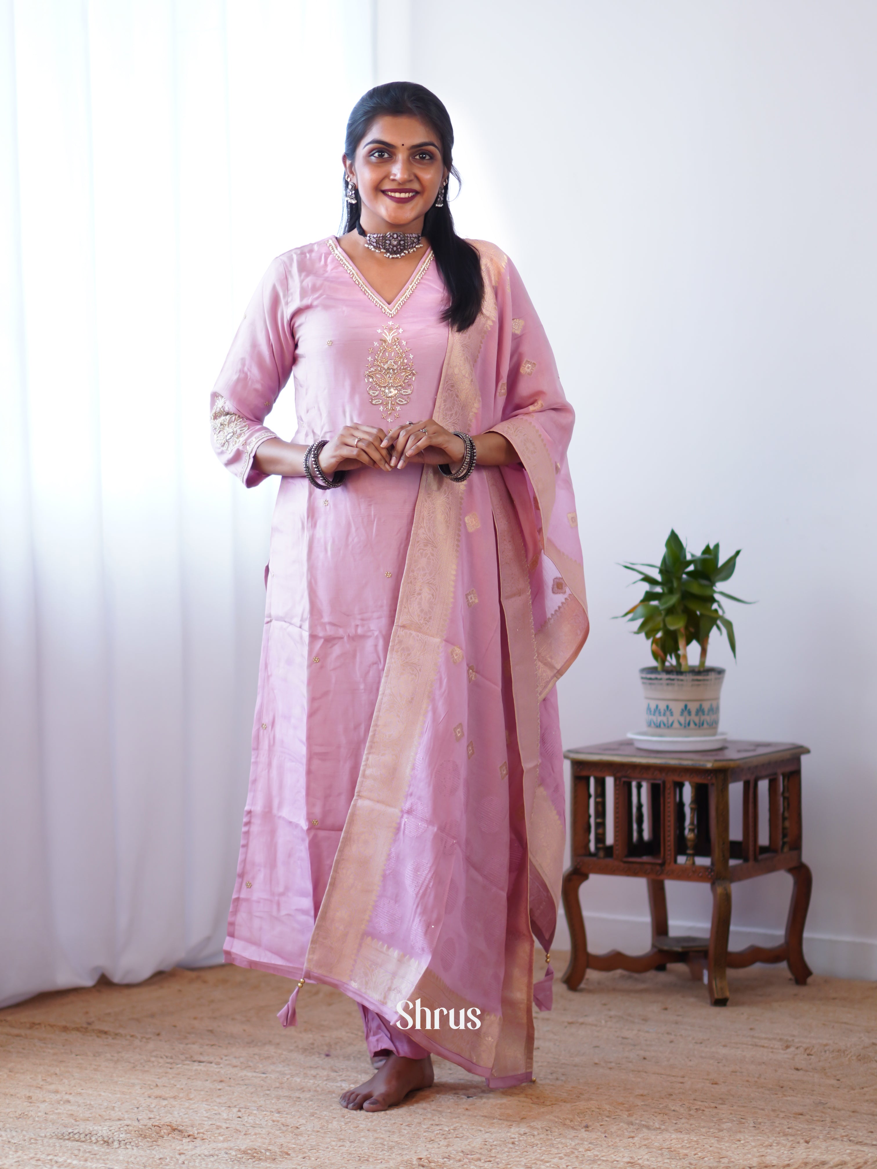 Purple -Party Wear 3pc Readymade Suits - Shop on Shrus.com