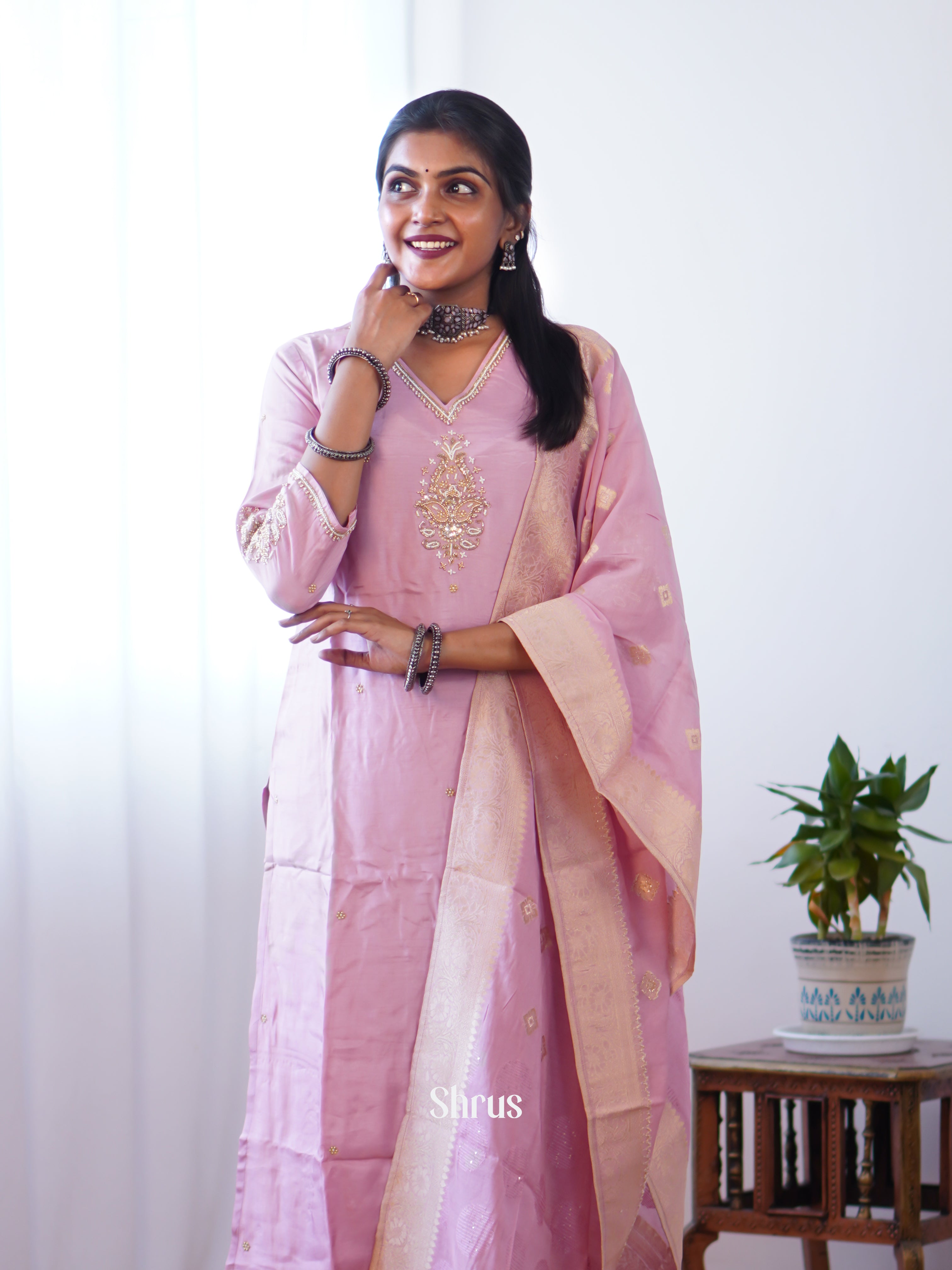 Purple -Party Wear 3pc Readymade Suits - Shop on Shrus.com