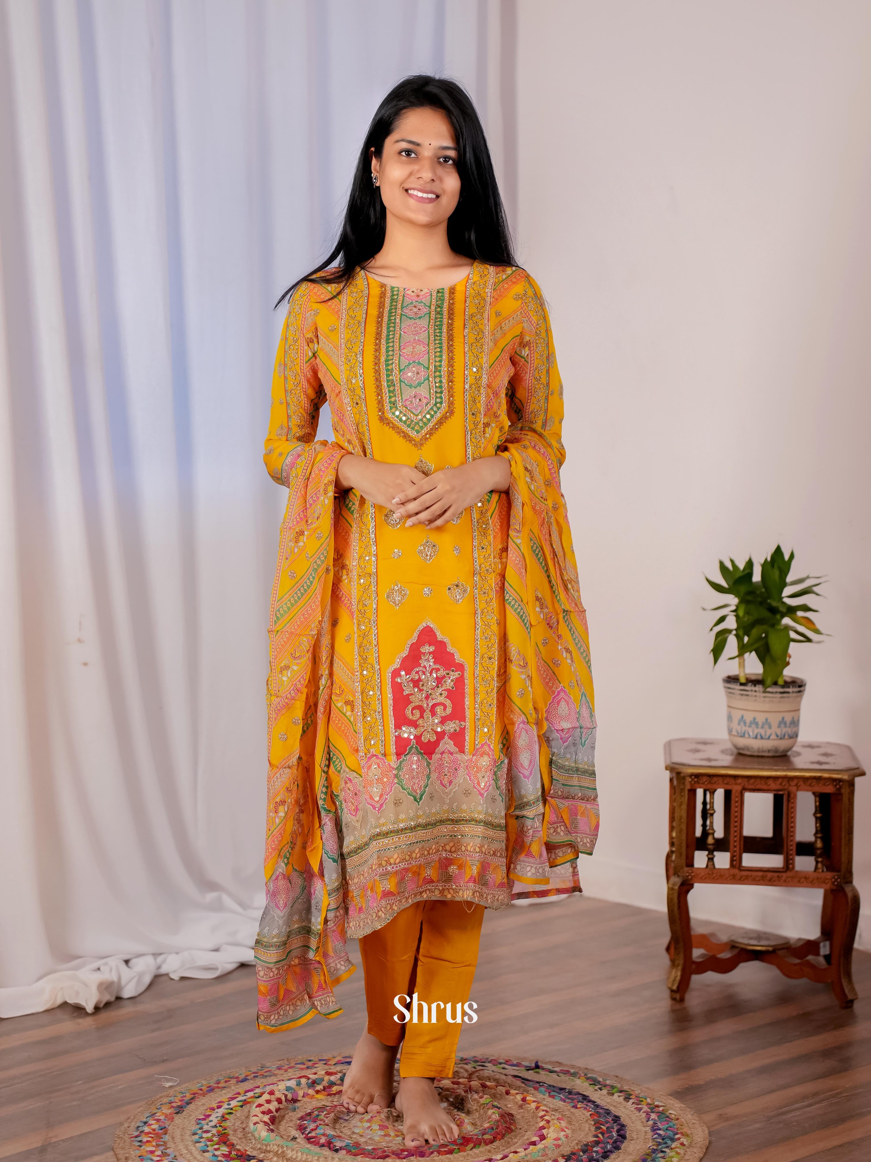 Mustard -3pc Readymade Suits - Shop on Shrus.com