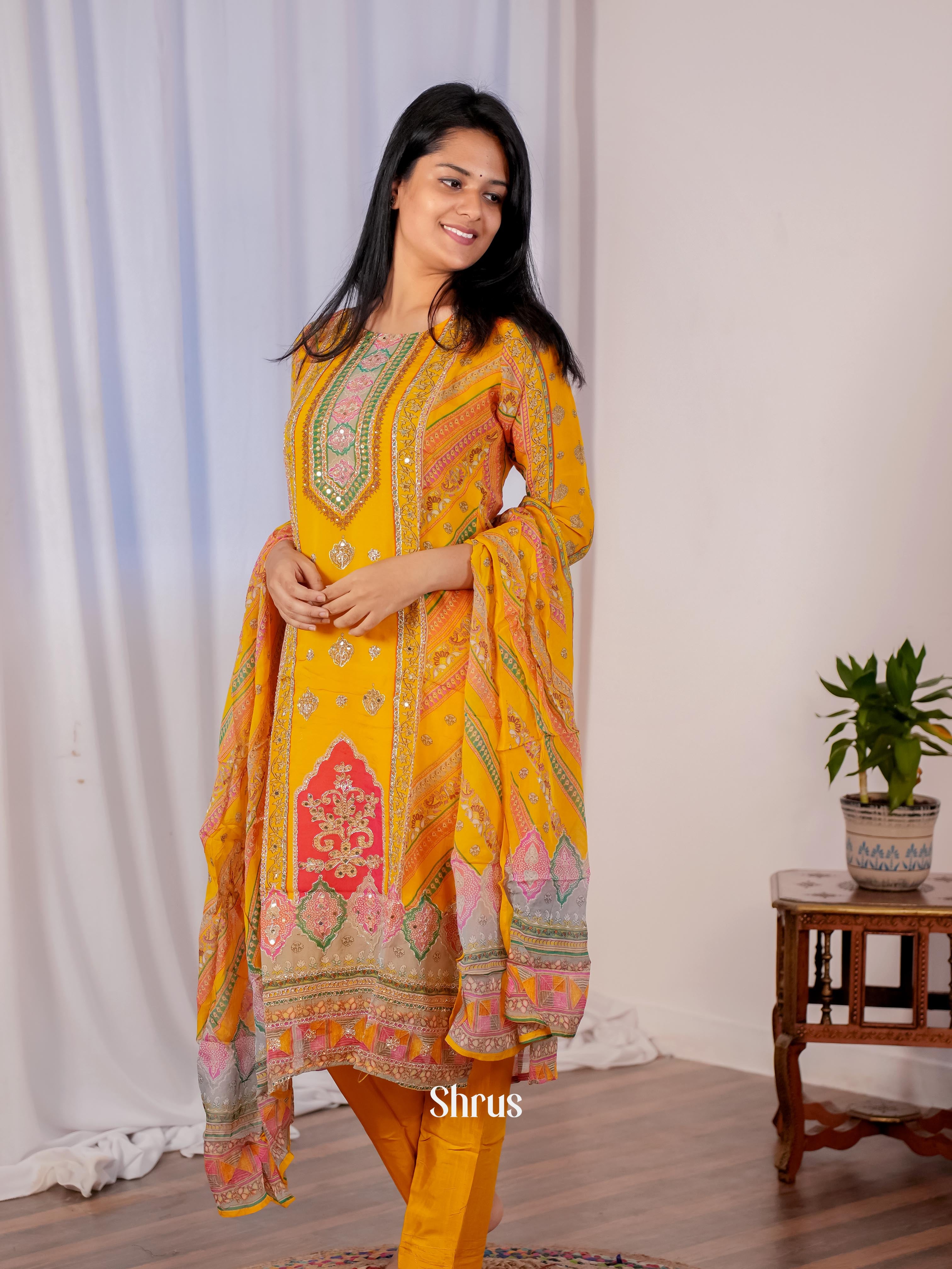 Mustard -3pc Readymade Suits - Shop on Shrus.com