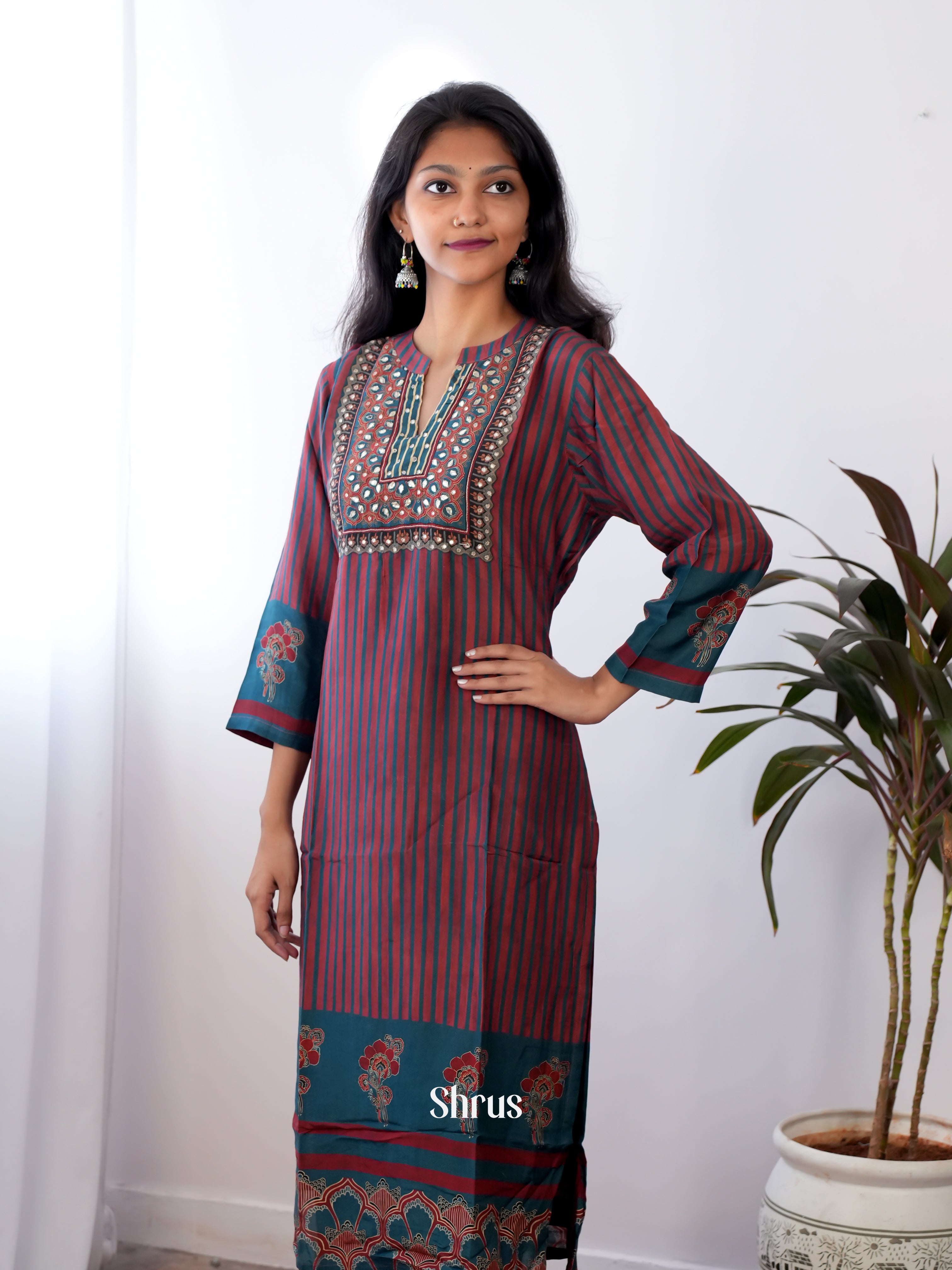 Maroon & BLue - 2pc Readymade Suits - Shop on Shrus.com