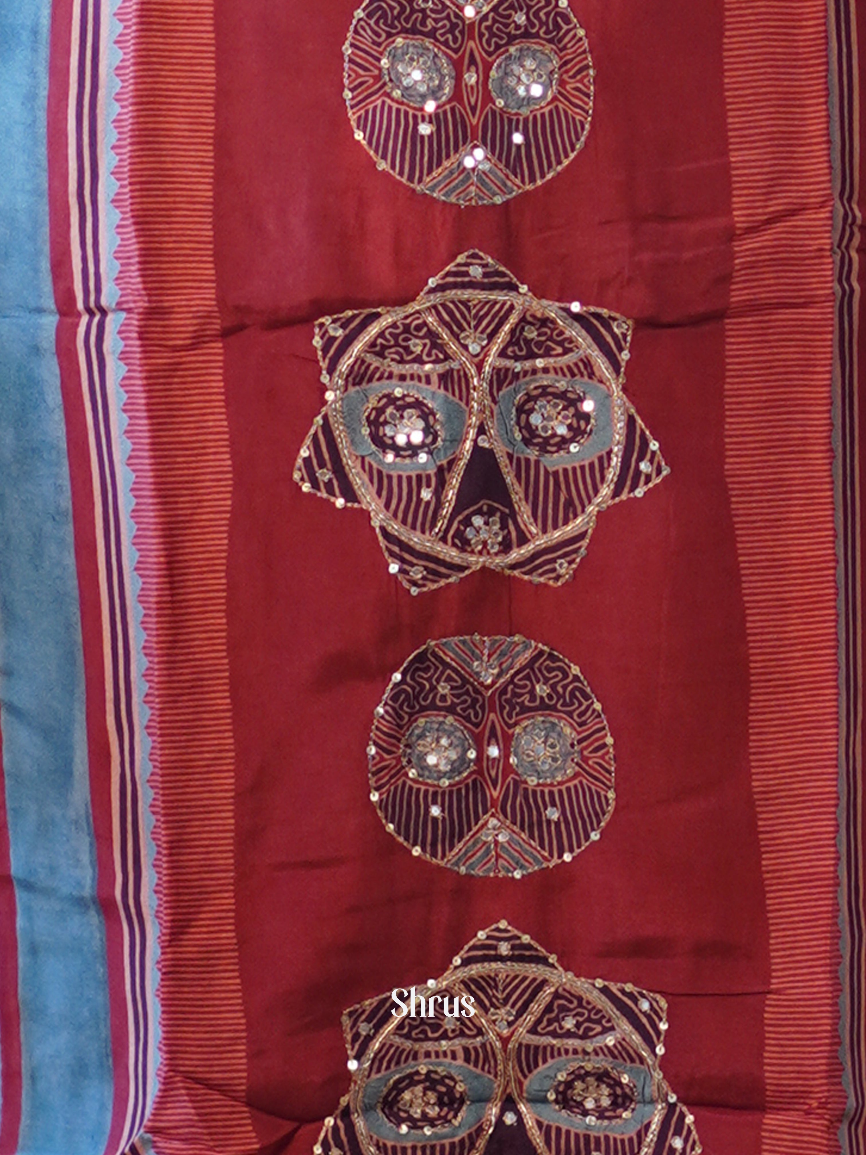 Maroon & Blue - 3pc Readymade Suits - Shop on Shrus.com