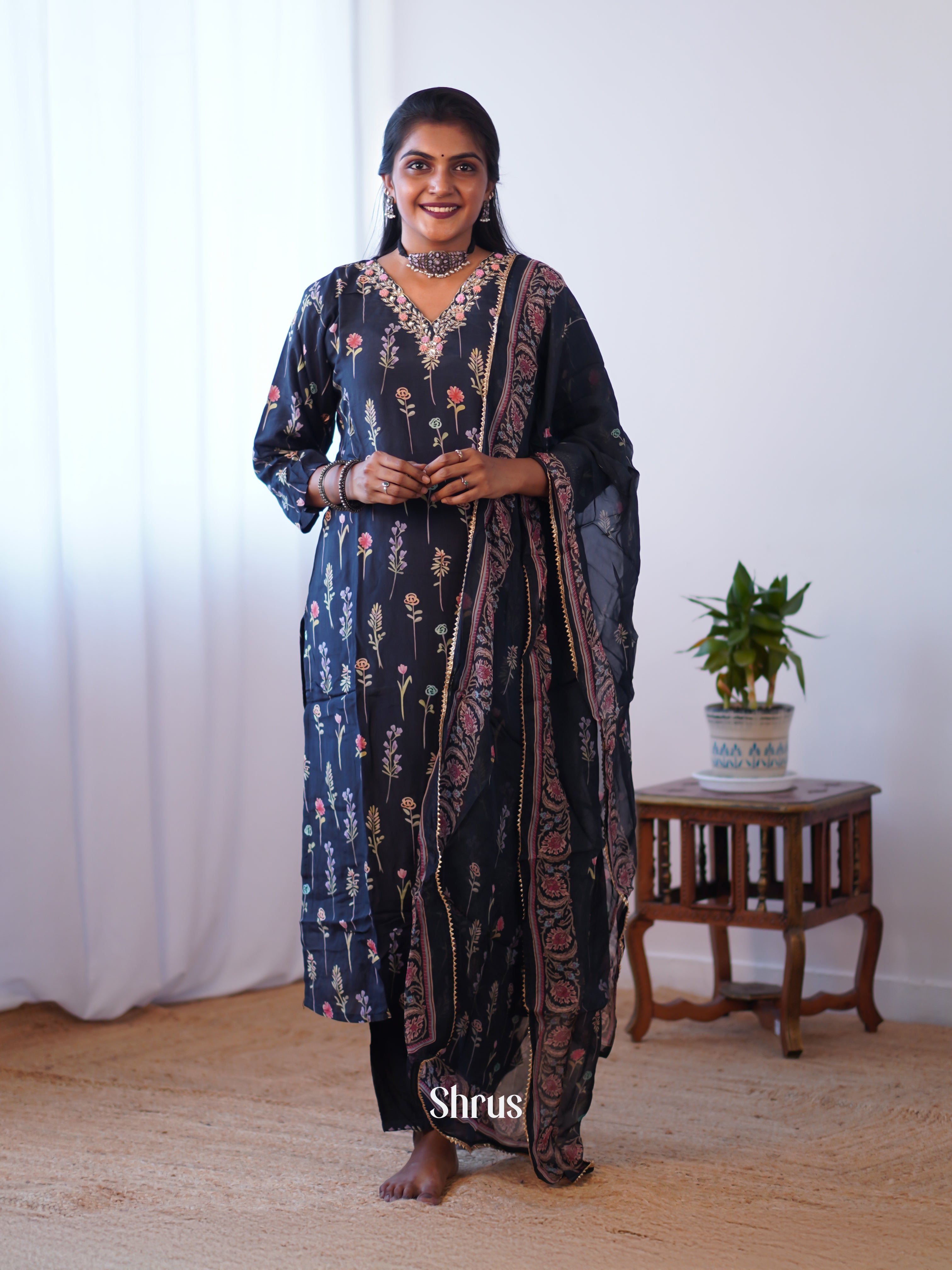 Black - 3pc casual printed Readymade Suits - Shop on Shrus.com