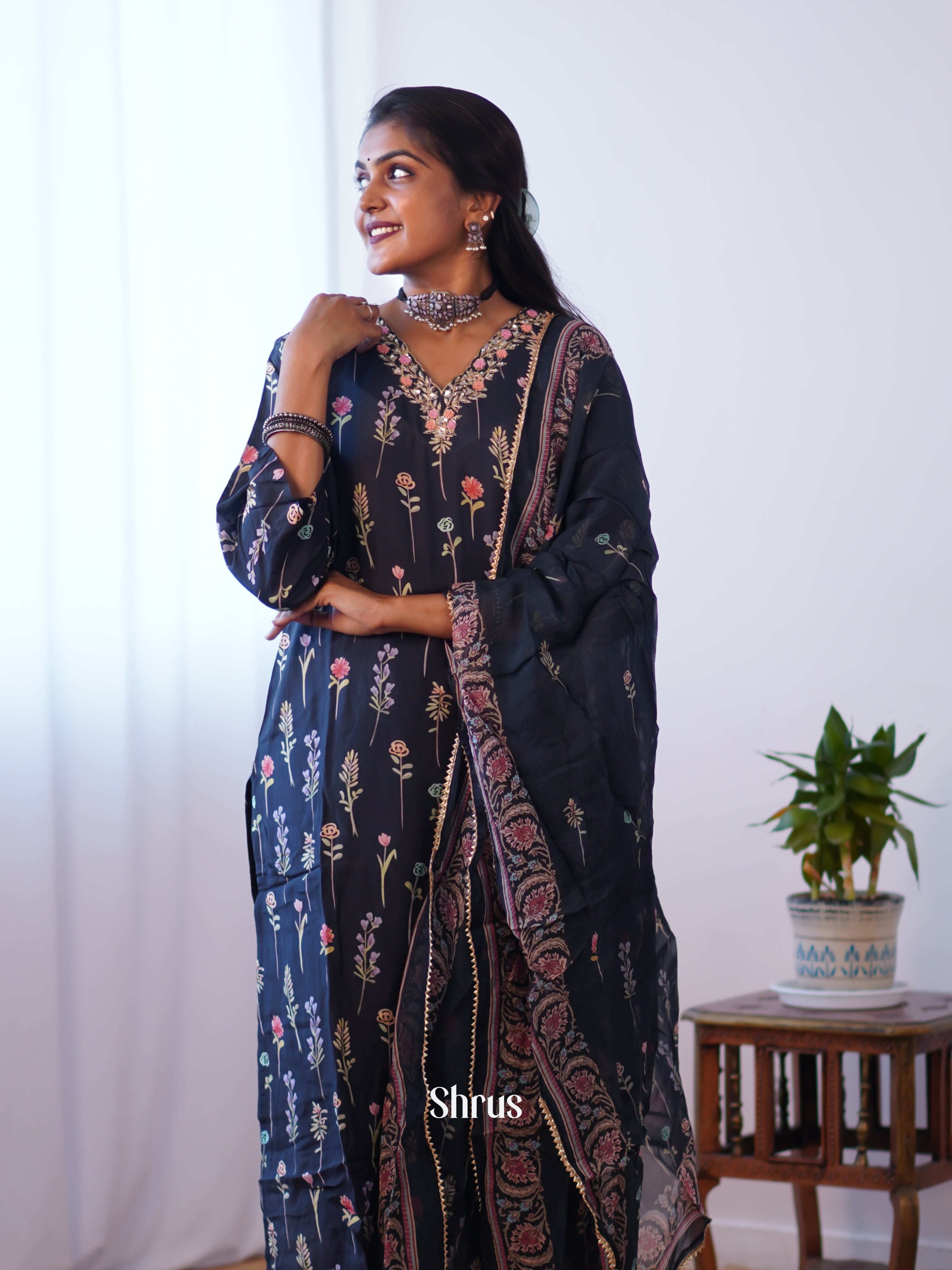 Black - 3pc casual printed Readymade Suits - Shop on Shrus.com