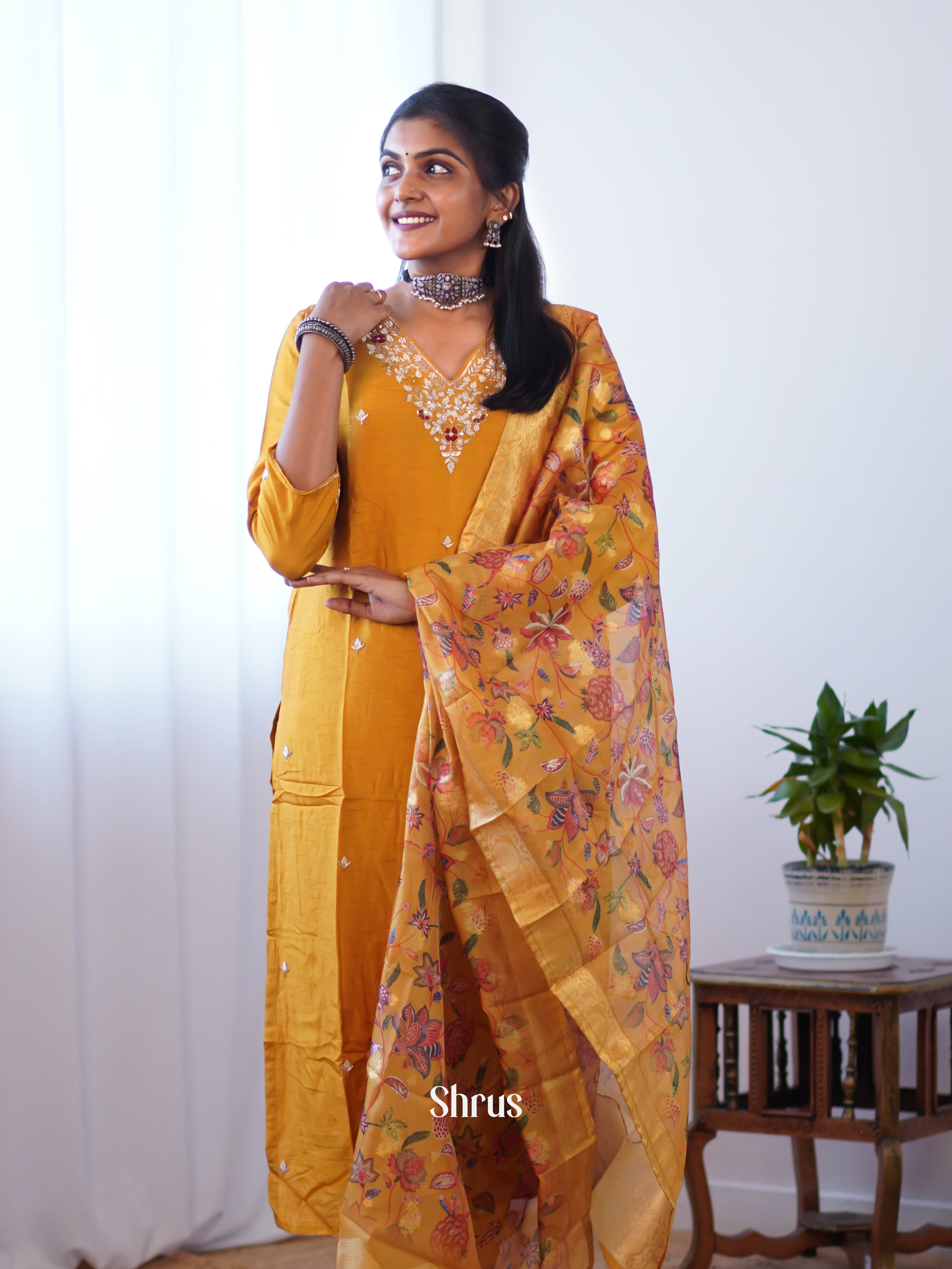 Golden Brown - 3pc embroidery Readymade Suits - Shop on Shrus.com