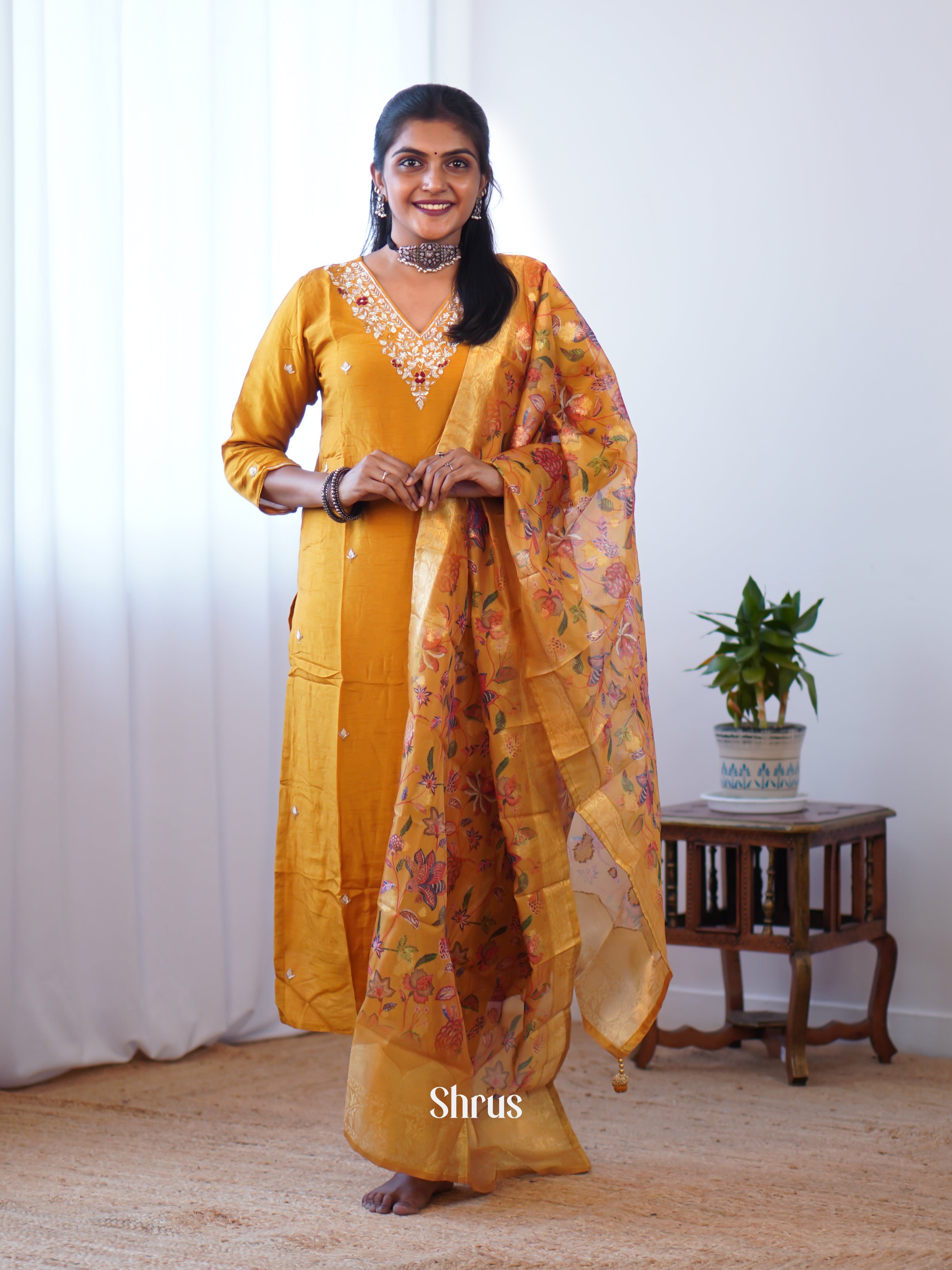 Golden Brown - 3pc embroidery Readymade Suits - Shop on Shrus.com