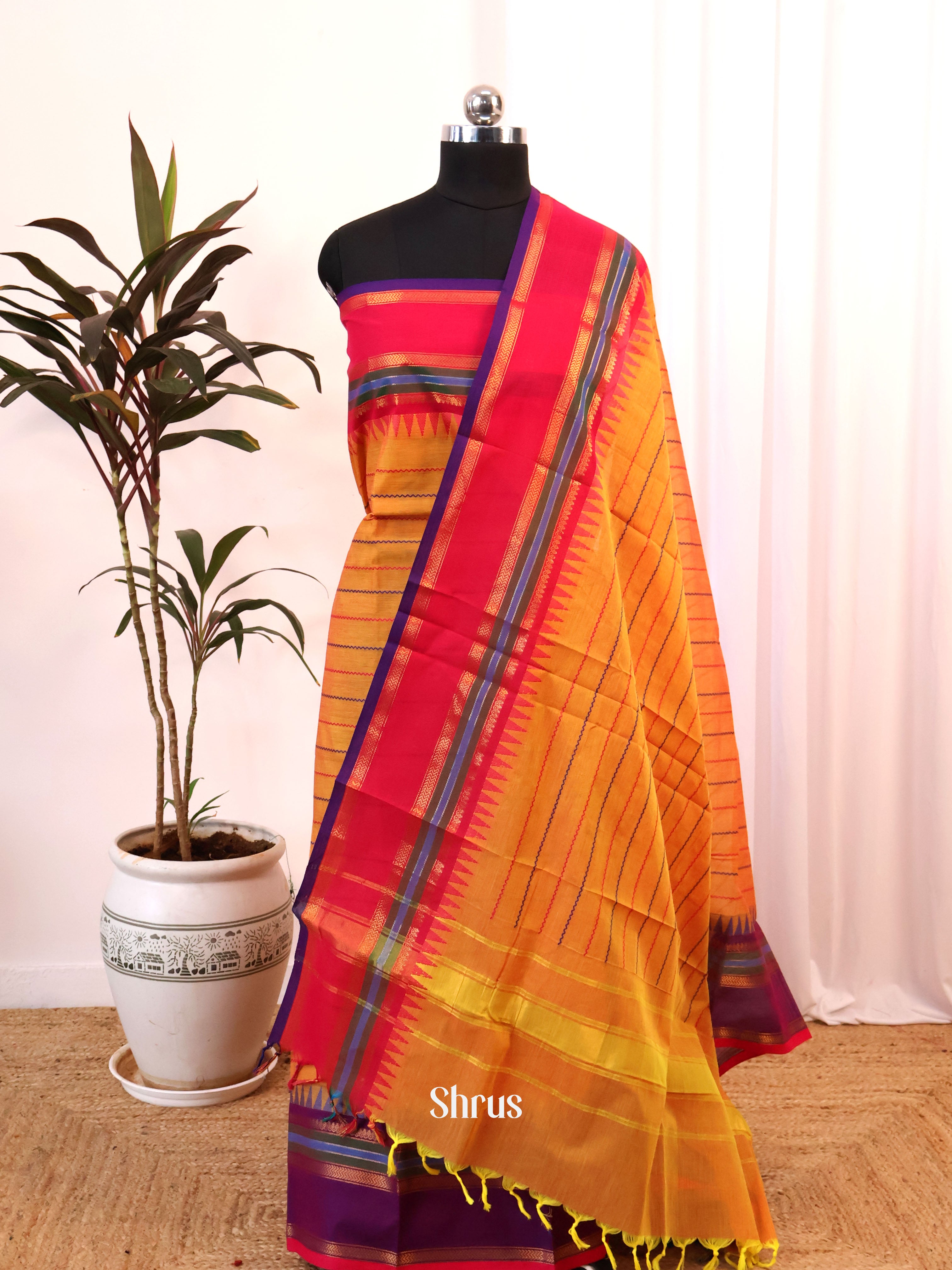 Mustard & Purple - chettinad top & dupatta combo - Shop on Shrus.com