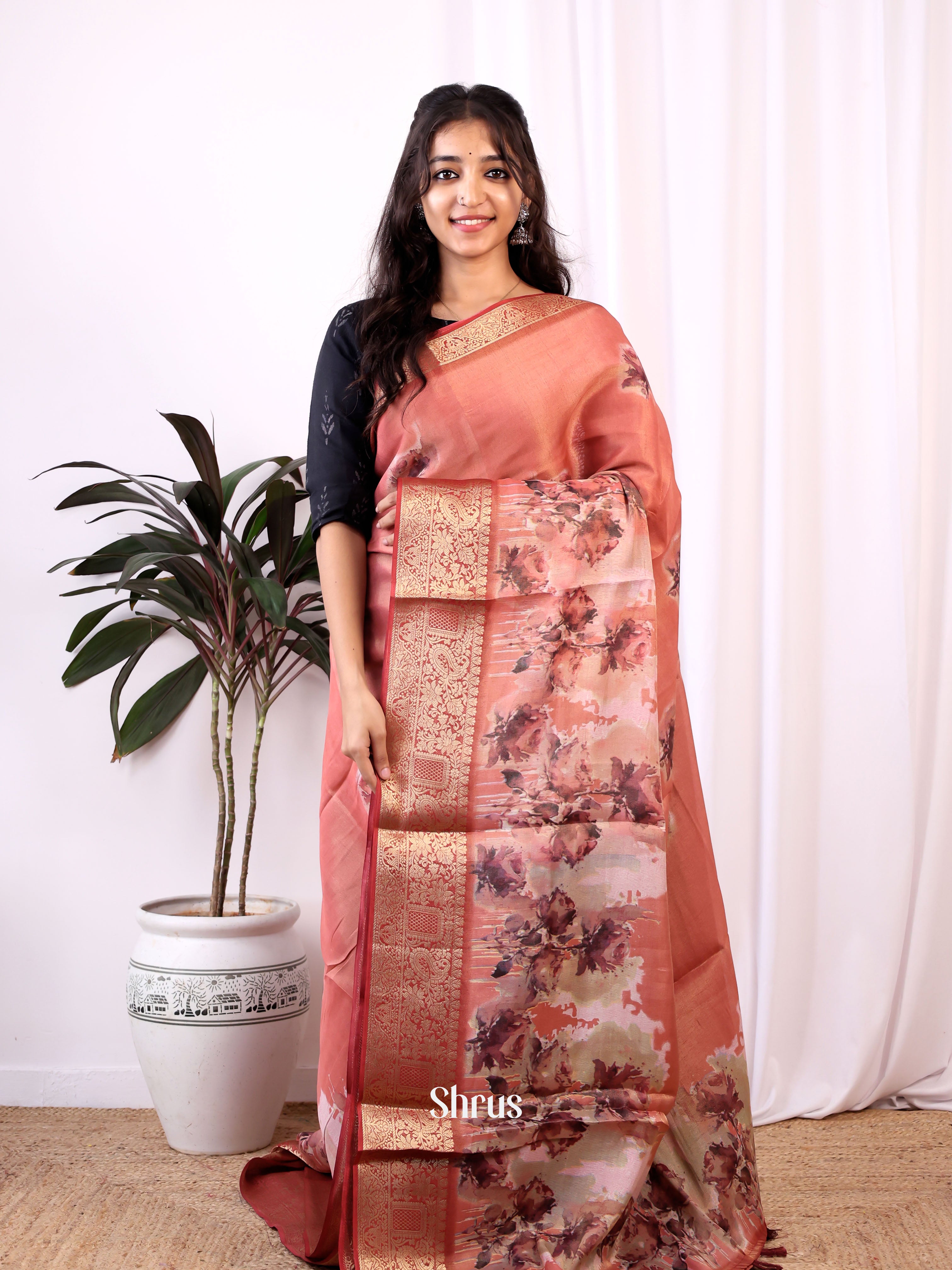 CIS13059 - Semi Tissue Dola Saree - Shop on Shrus.com