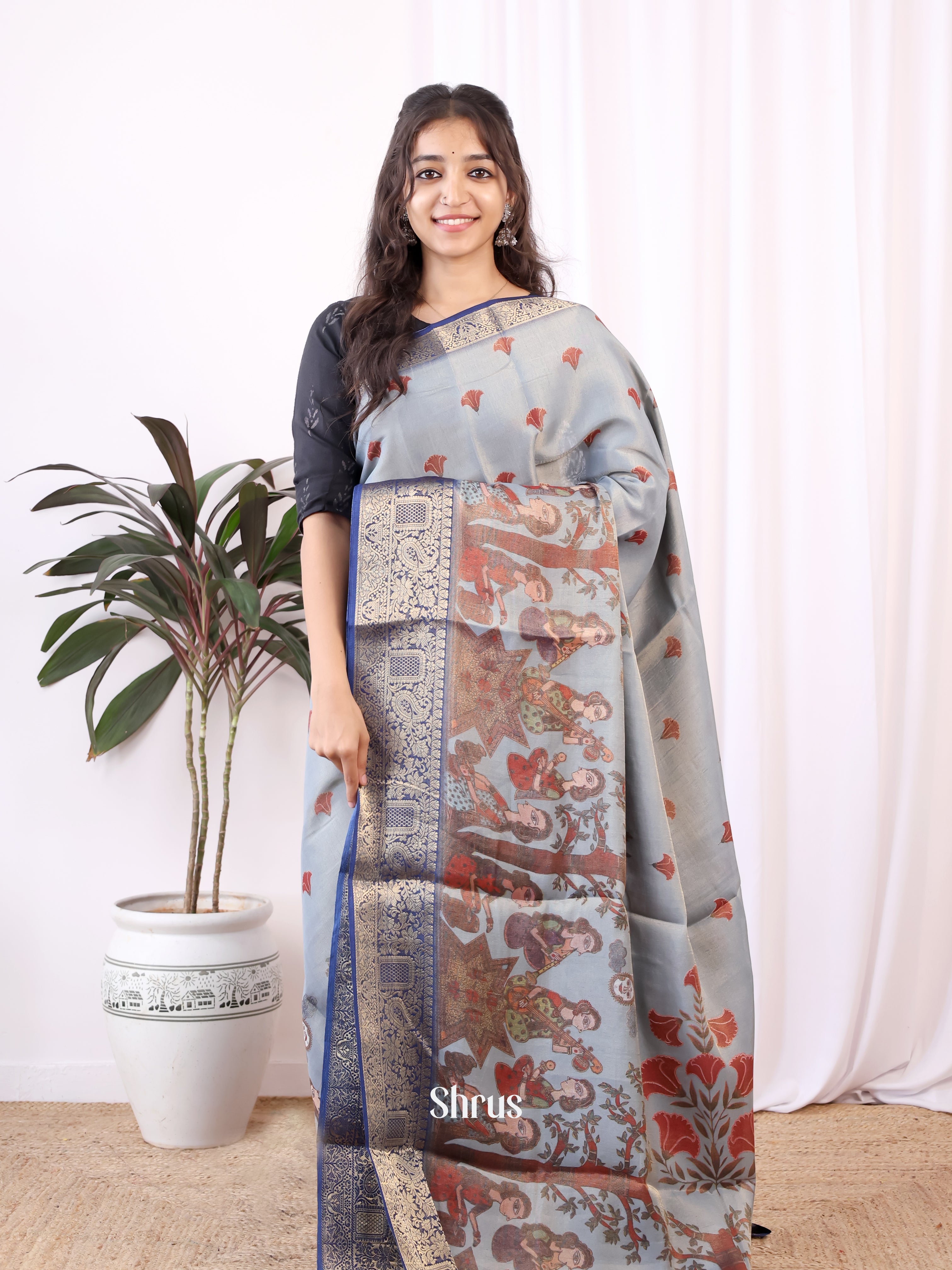 CIS13075 - Semi Tissue Dola Saree - Shop on Shrus.com