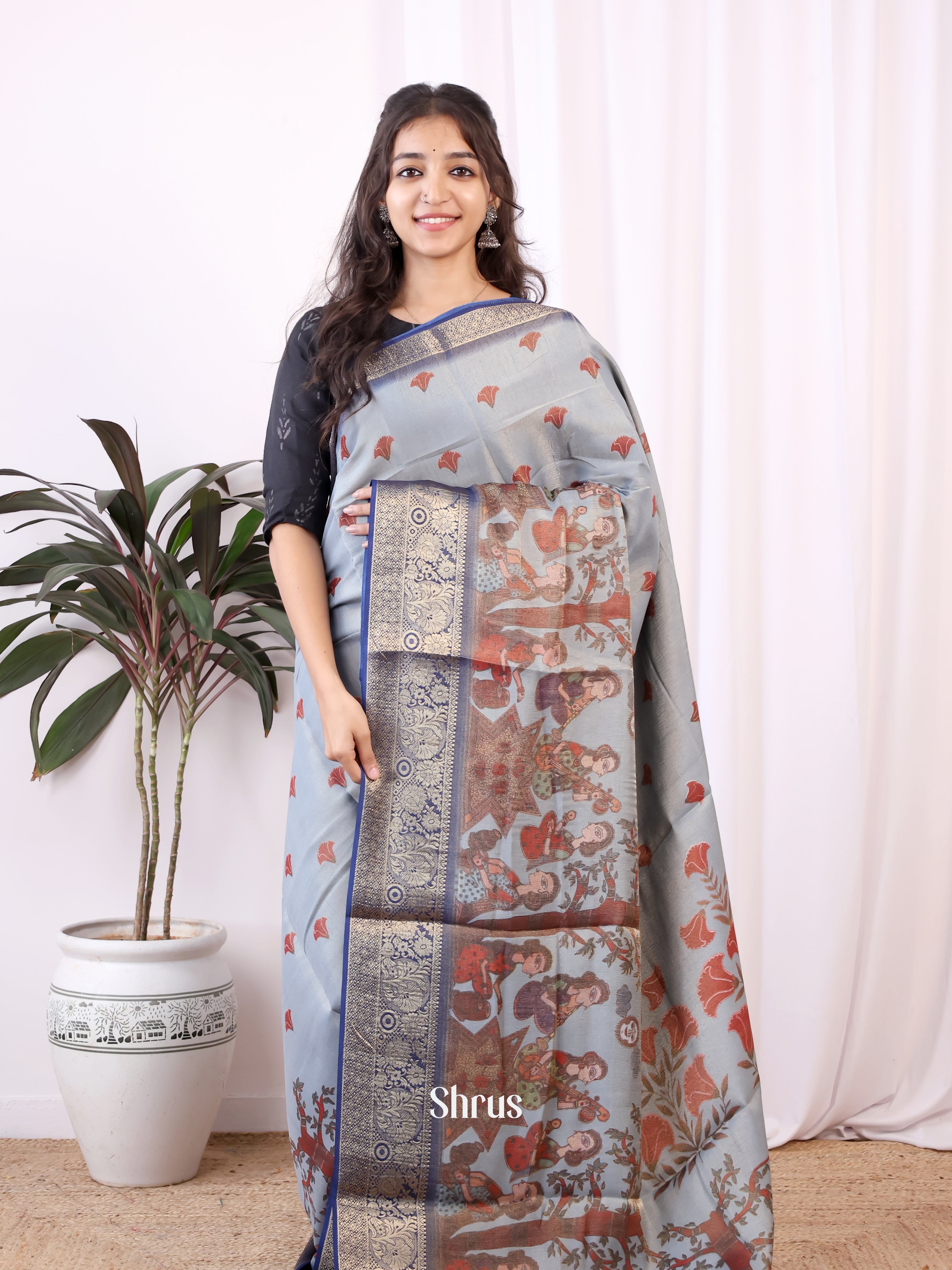 CIS13076 - Semi Tissue Dola Saree - Shop on Shrus.com