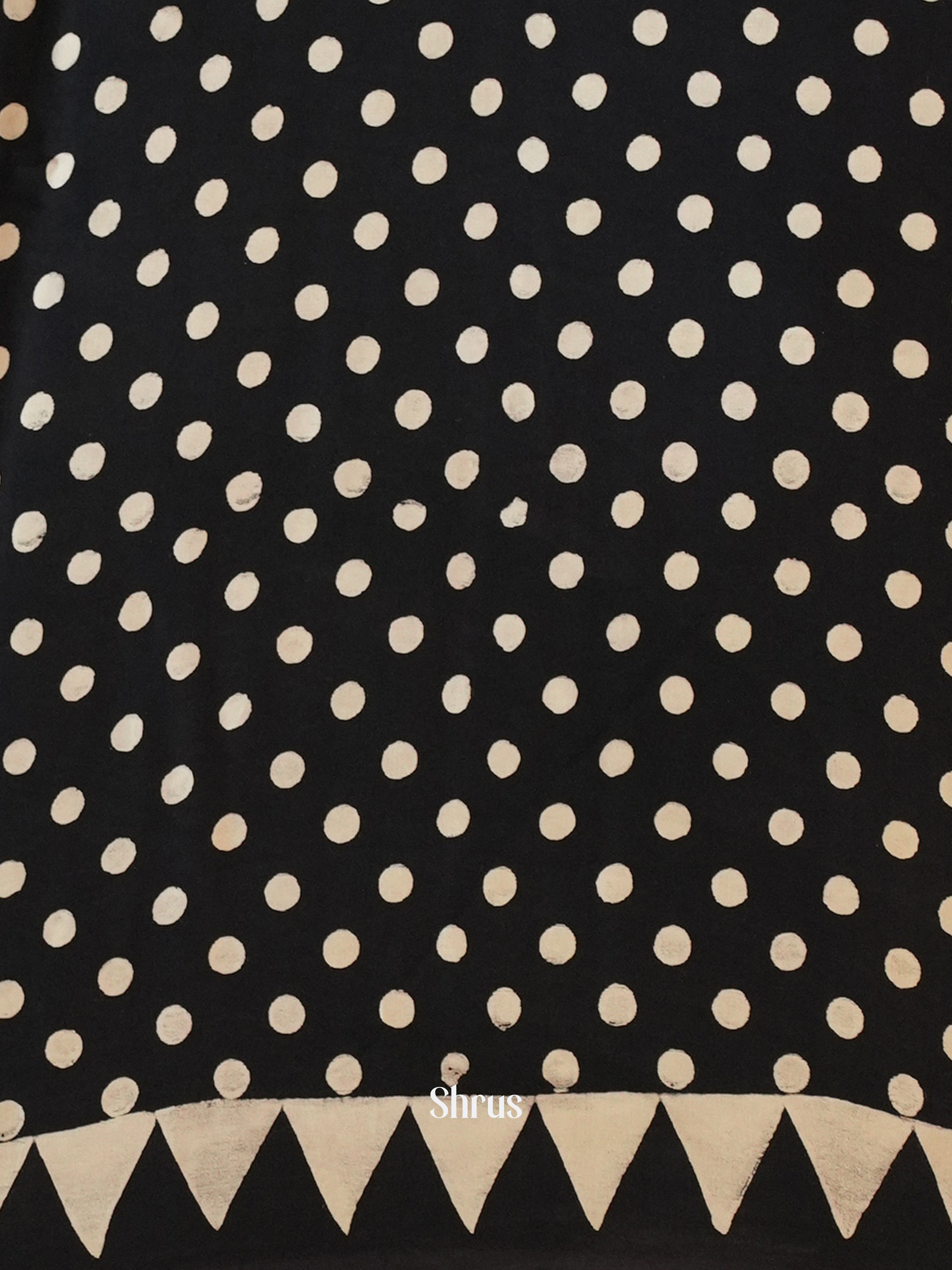 Cream & Black - Modal Silk Saree - Shop on Shrus.com