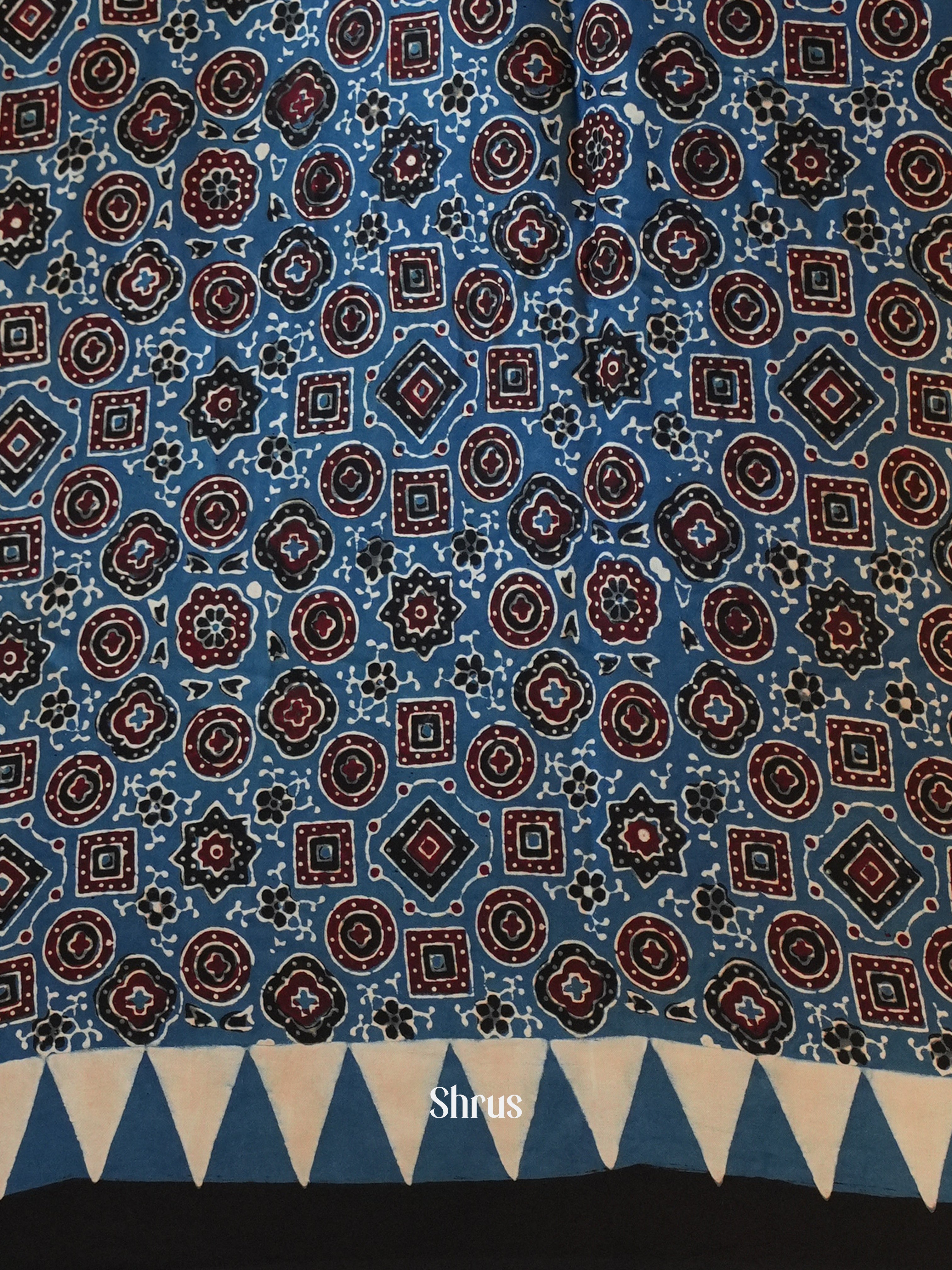 Blue & Cream - Modal Silk Saree - Shop on Shrus.com