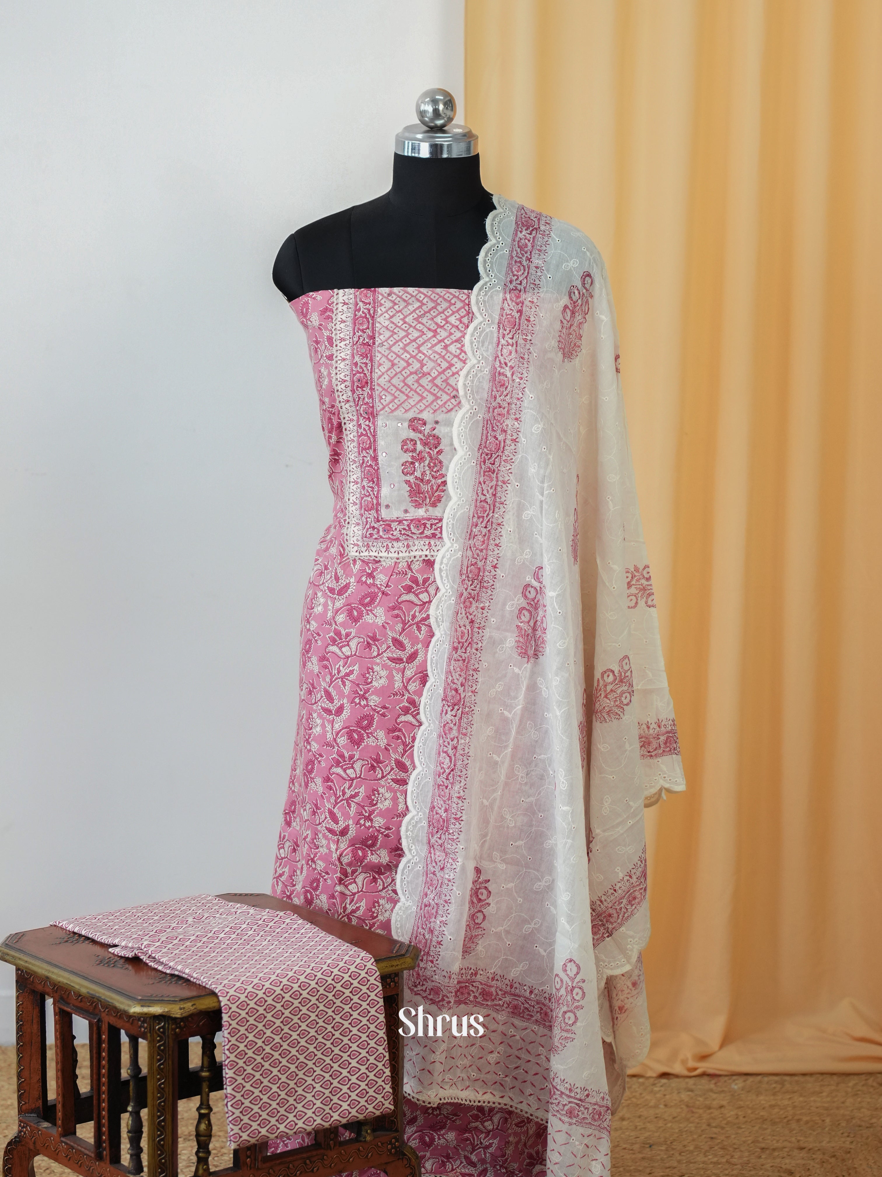 Pink & White - Ajrakh Salwar - Shop on Shrus.com