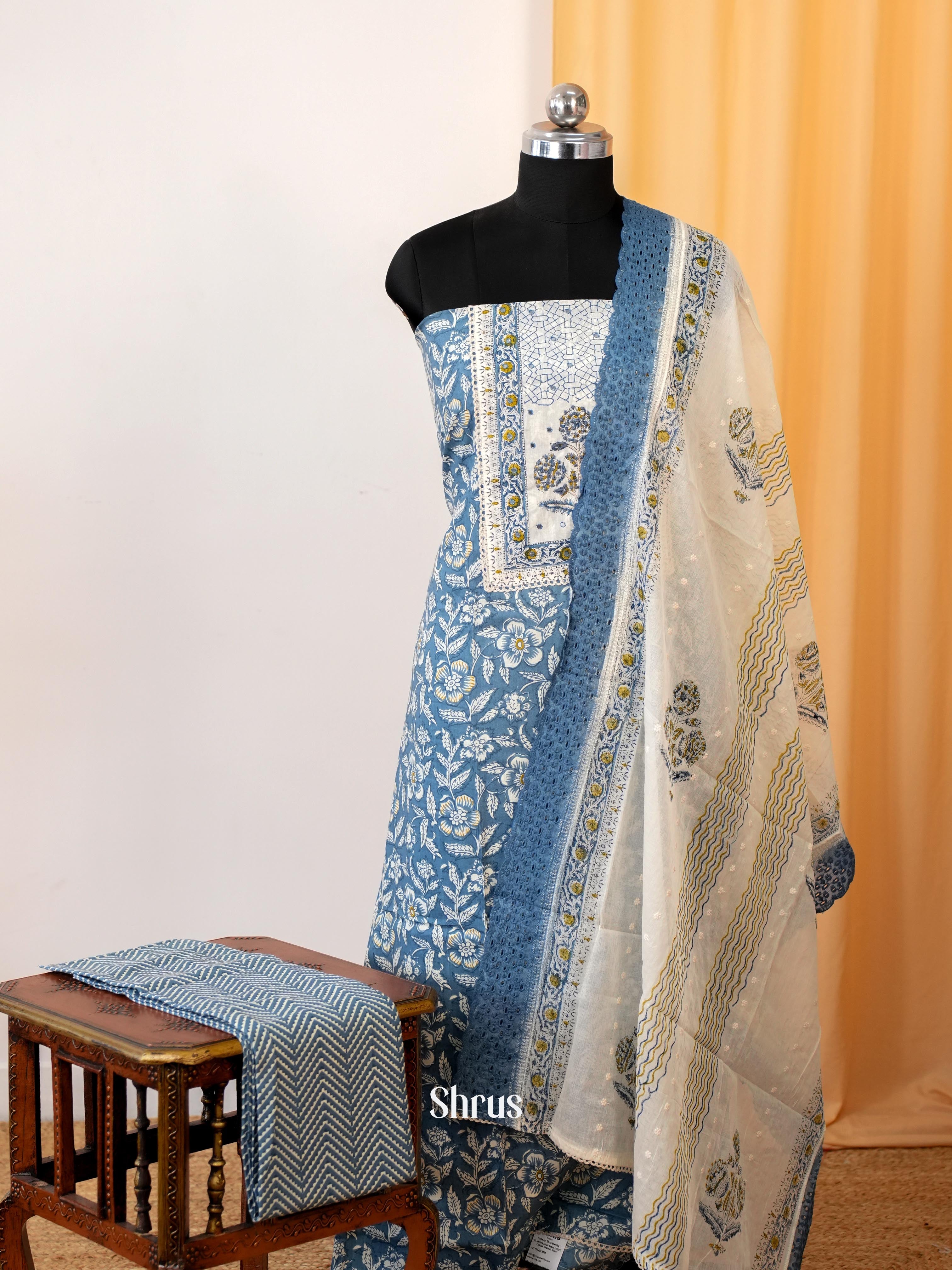 Blue & White - Ajrakh Salwar - Shop on Shrus.com