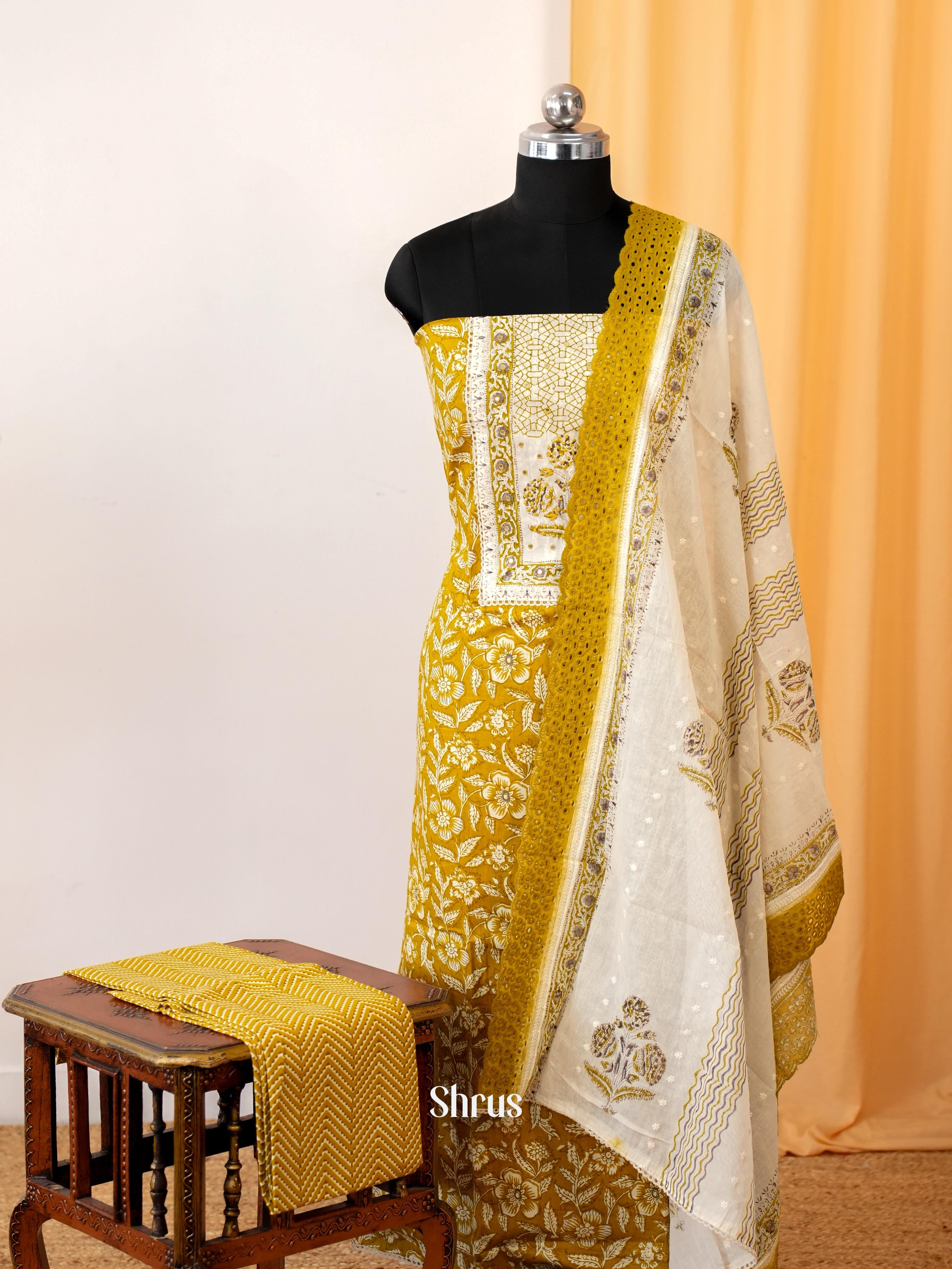 Mustard & White - Ajrakh Salwar - Shop on Shrus.com