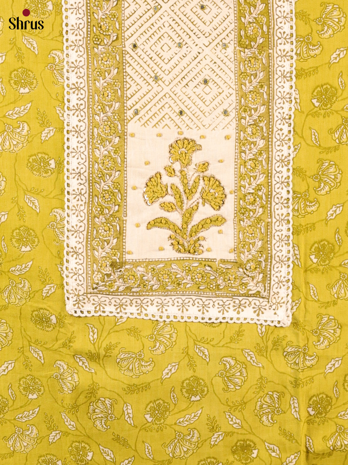 Green & Cream - Ajrakh Salwar - Shop on Shrus.com