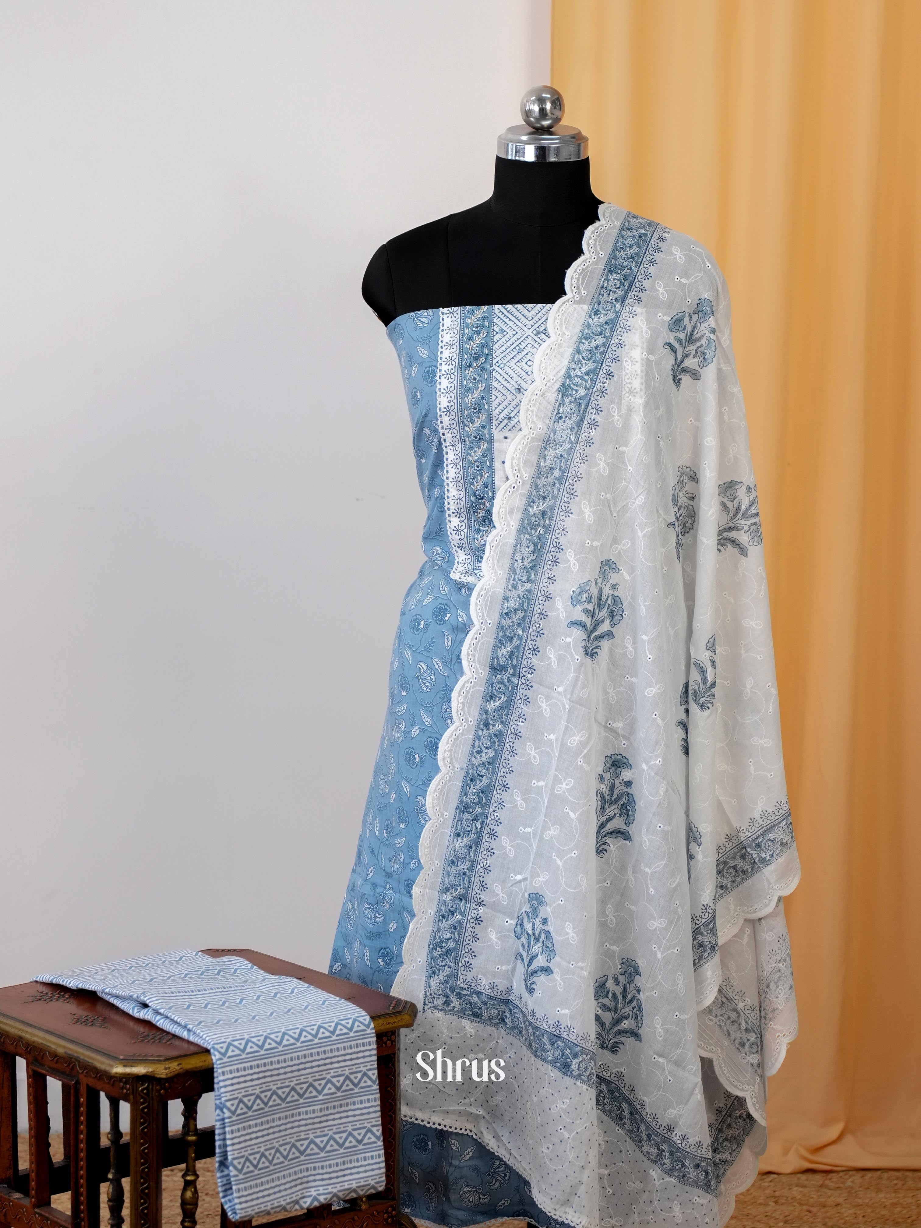 Blue & White - Ajrakh Salwar - Shop on Shrus.com