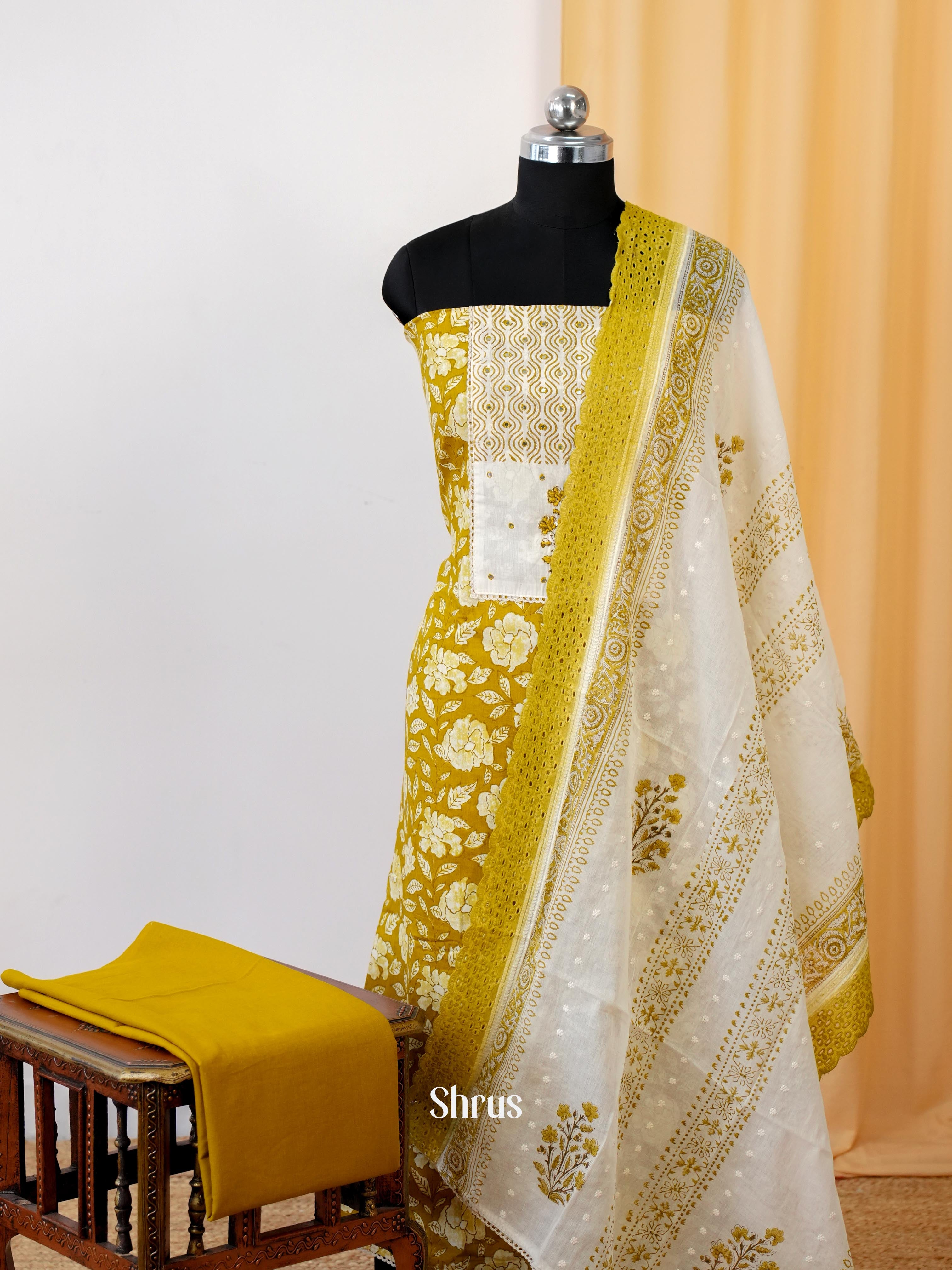 Mustard & White - Ajrakh Salwar - Shop on Shrus.com
