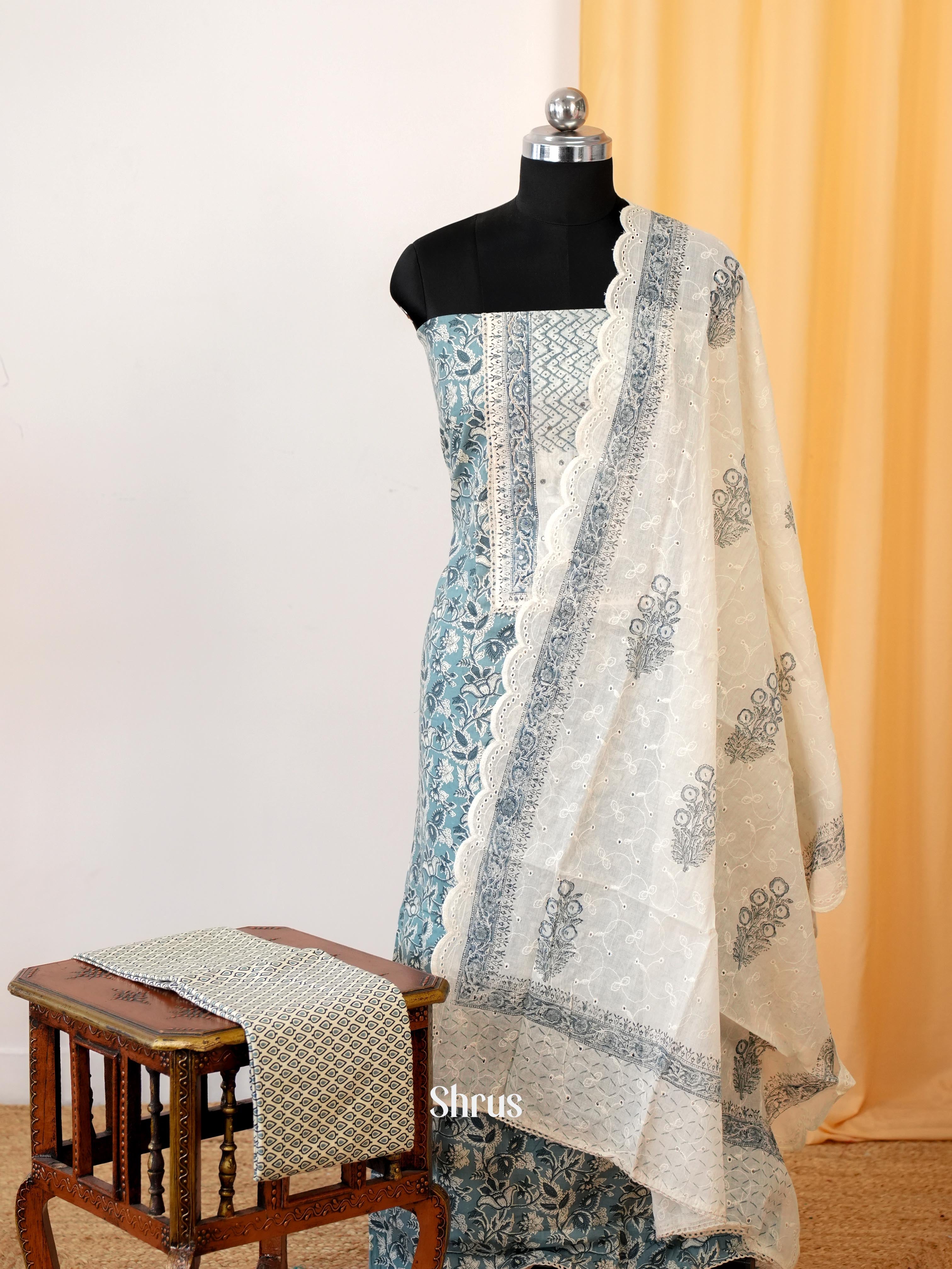 Grey & White- Ajrakh Salwar - Shop on Shrus.com