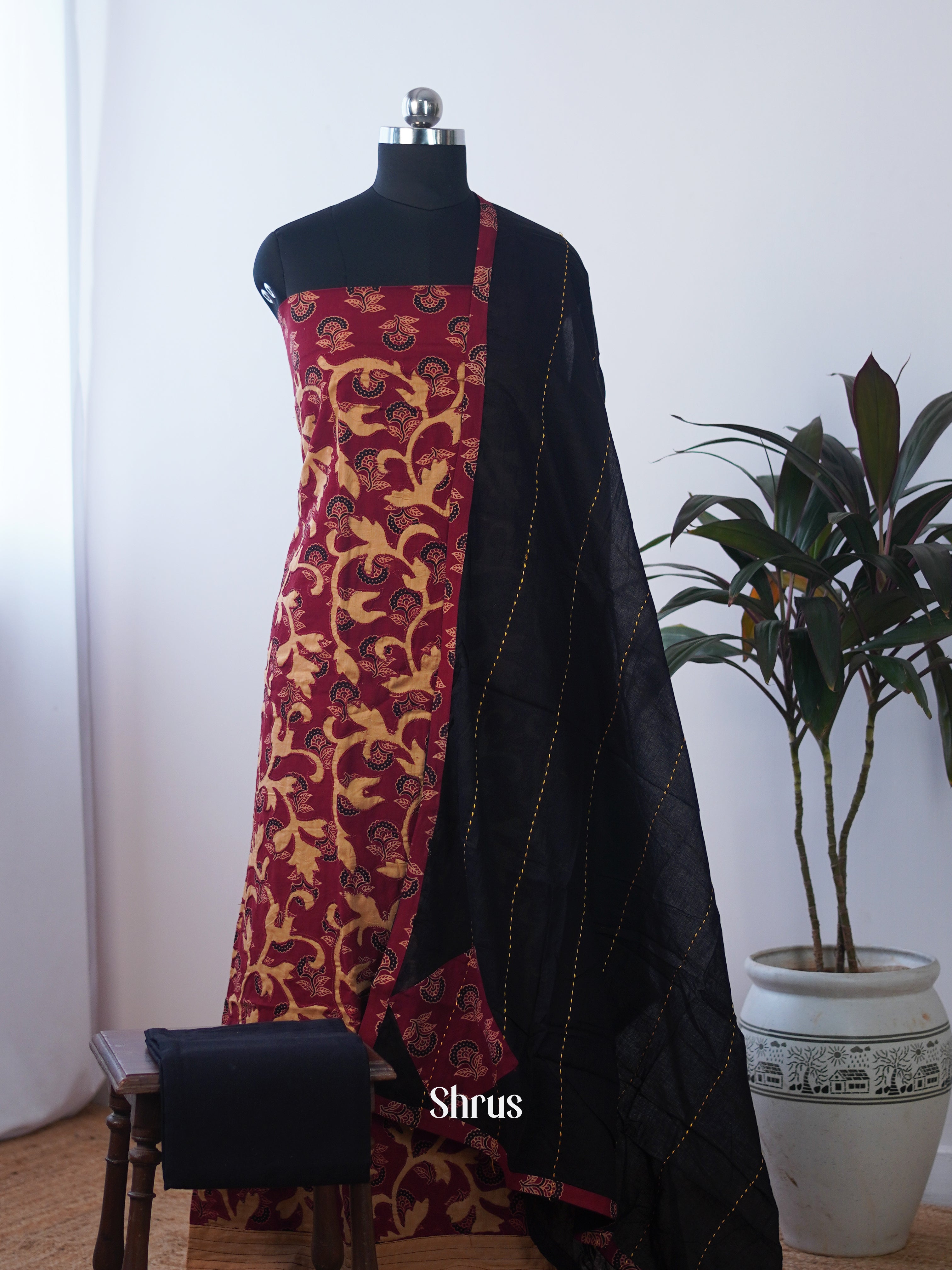 Maroon & Black - Ajrakh Salwar - Shop on Shrus.com